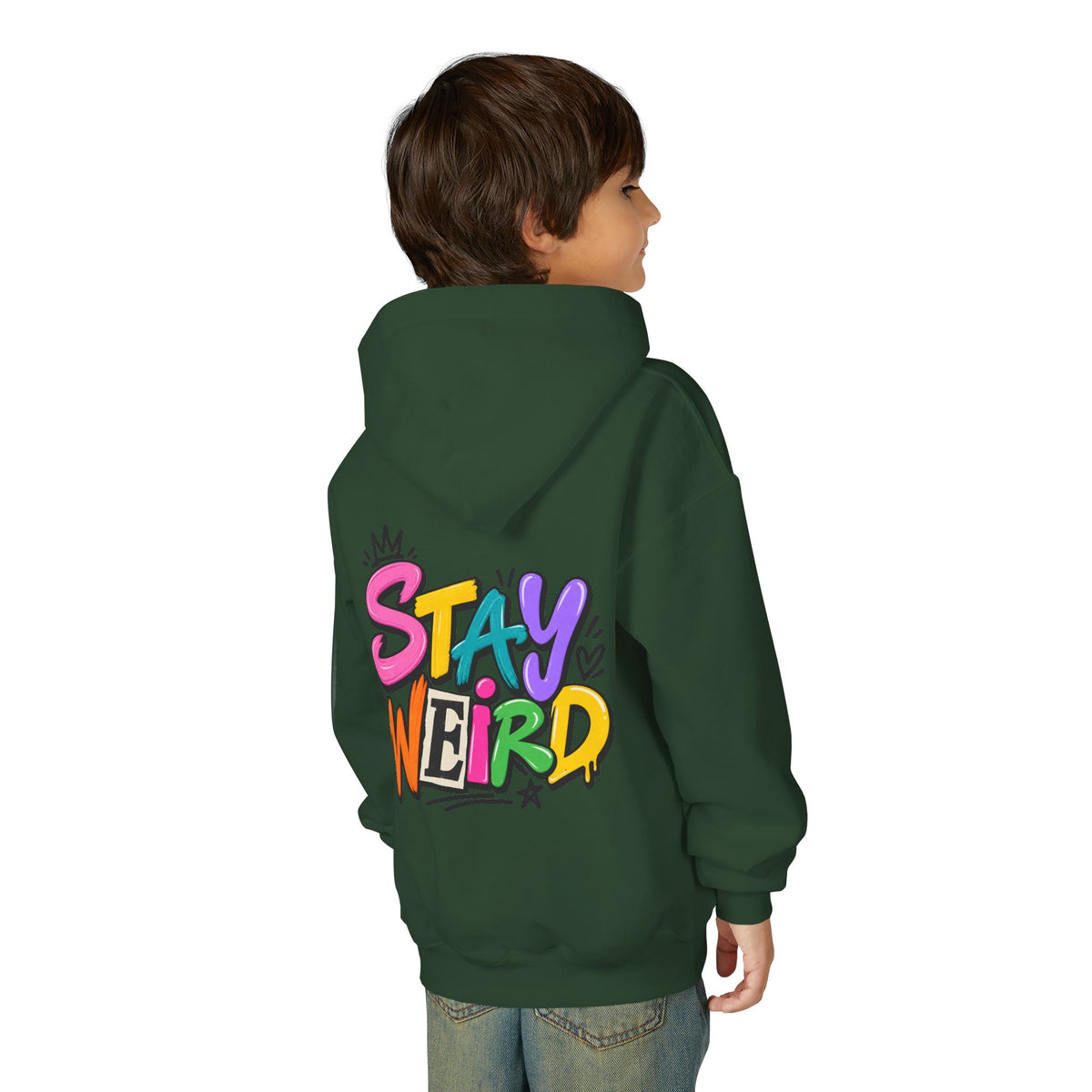 Kids Hoodie - "Stay Weird" Colorful Graffiti Graphic