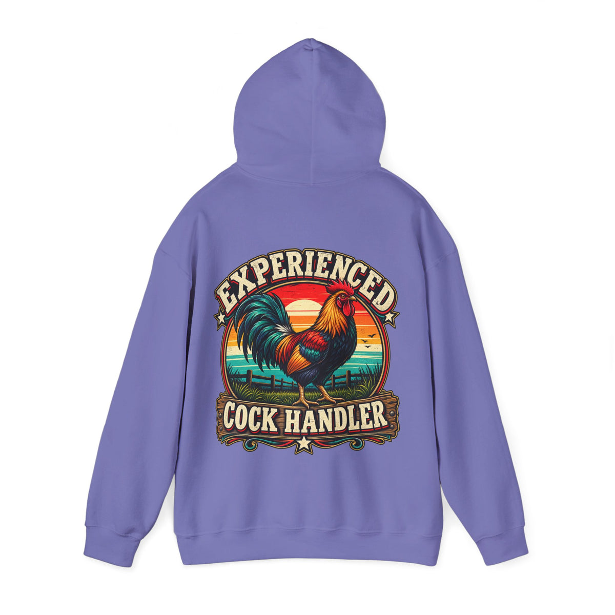 Adult Hoodie — "Experienced Cock Handler" Vintage Rooster Farm Humor Pullover