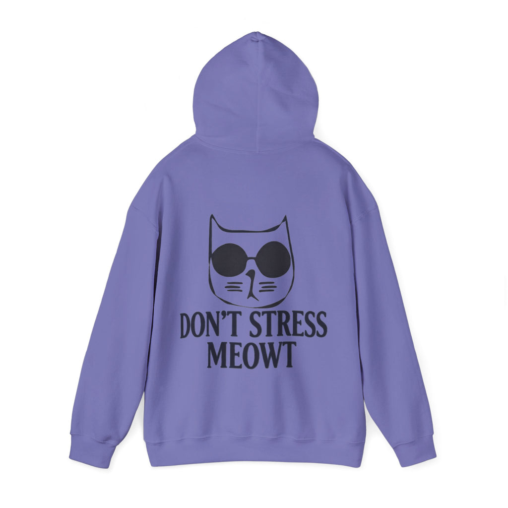 Don't Stress Meowt Adult Hoodie — Relaxed Cat Graphic Sweatshirt