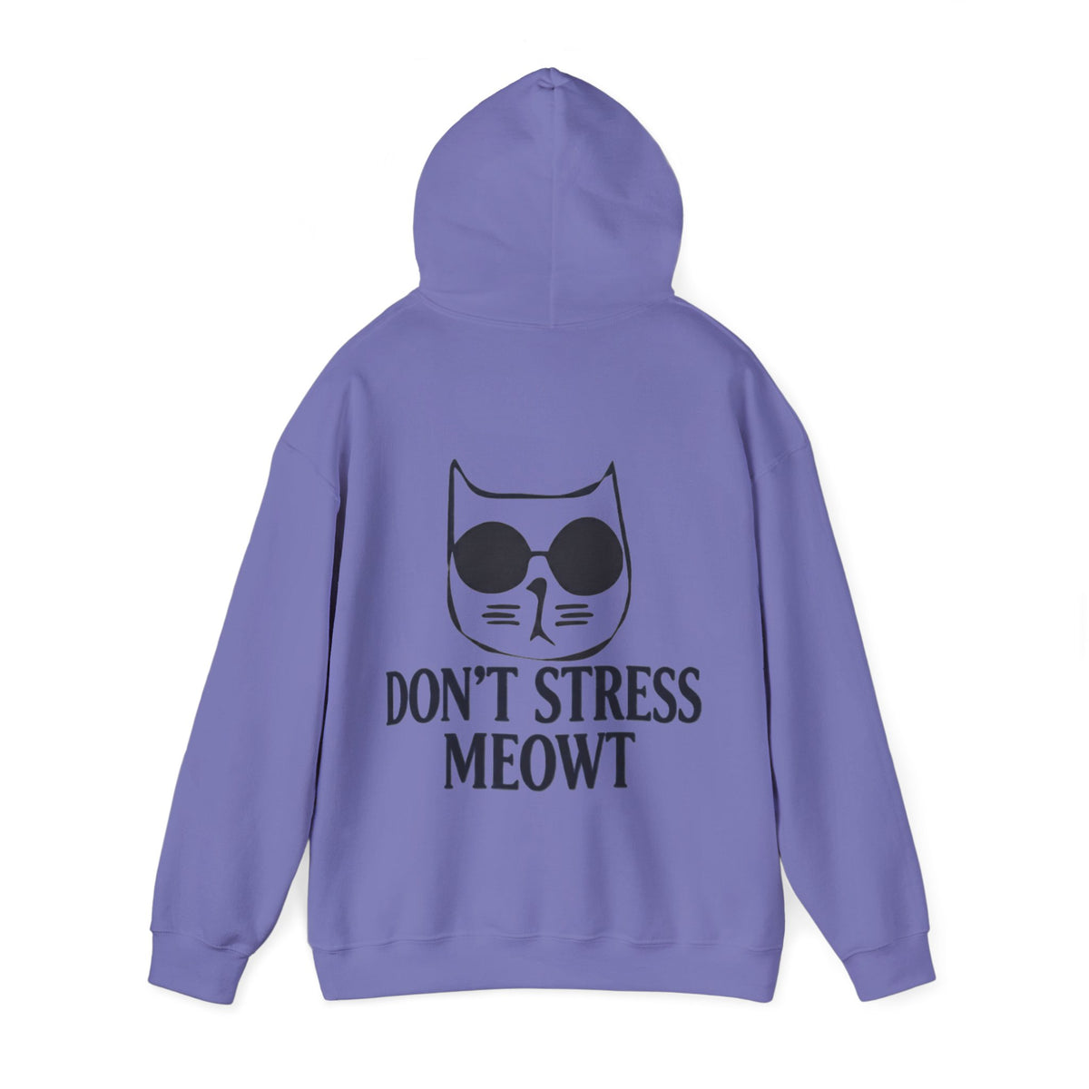 Don't Stress Meowt Adult Hoodie — Relaxed Cat Graphic Sweatshirt