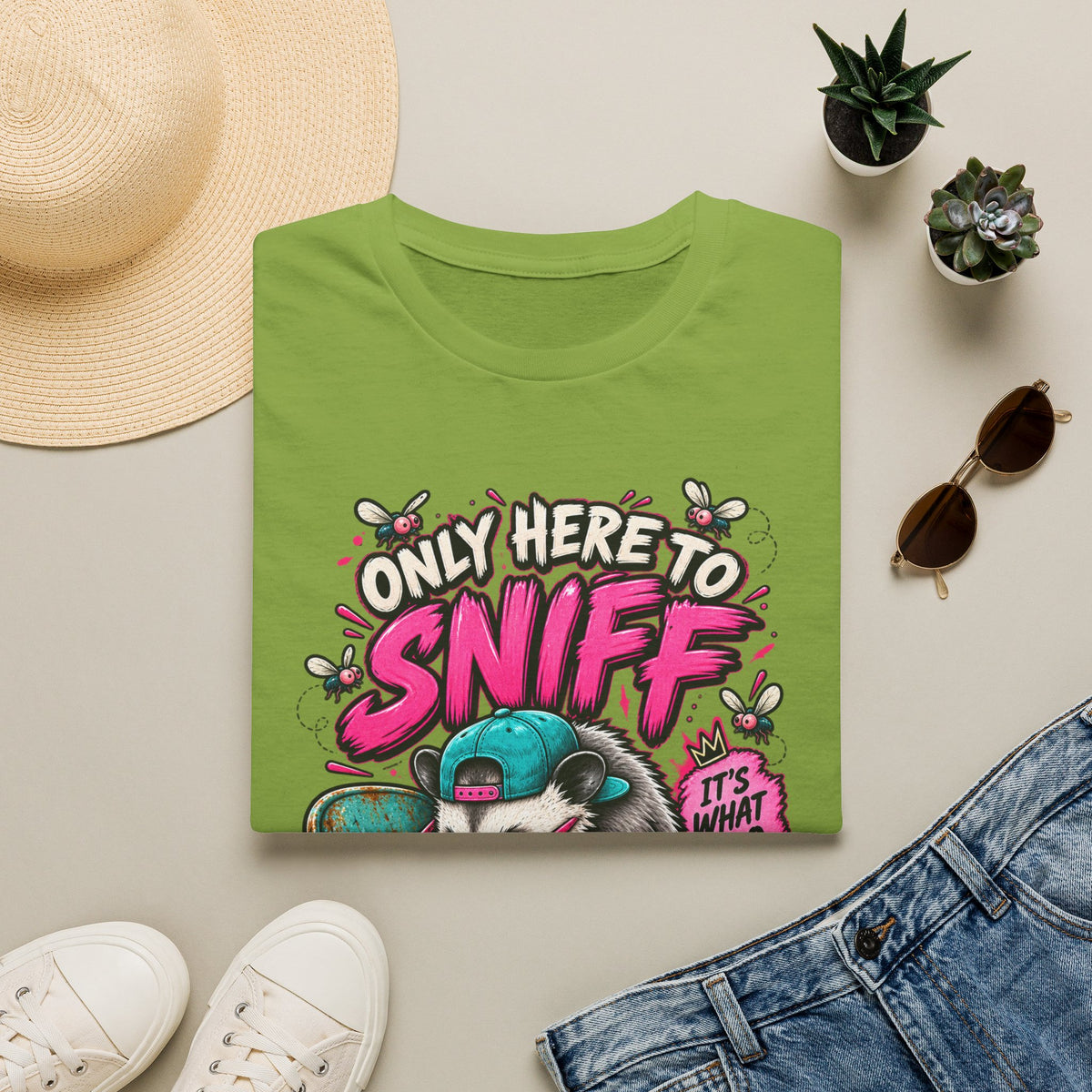 Adult T-Shirt — "Only Here to Sniff Chairs" Cute Ferret Graphic Tee