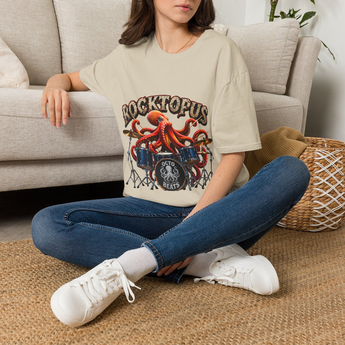 Rocktopus Drummer Adult T-Shirt — Octopus Band Vintage Rock Tee