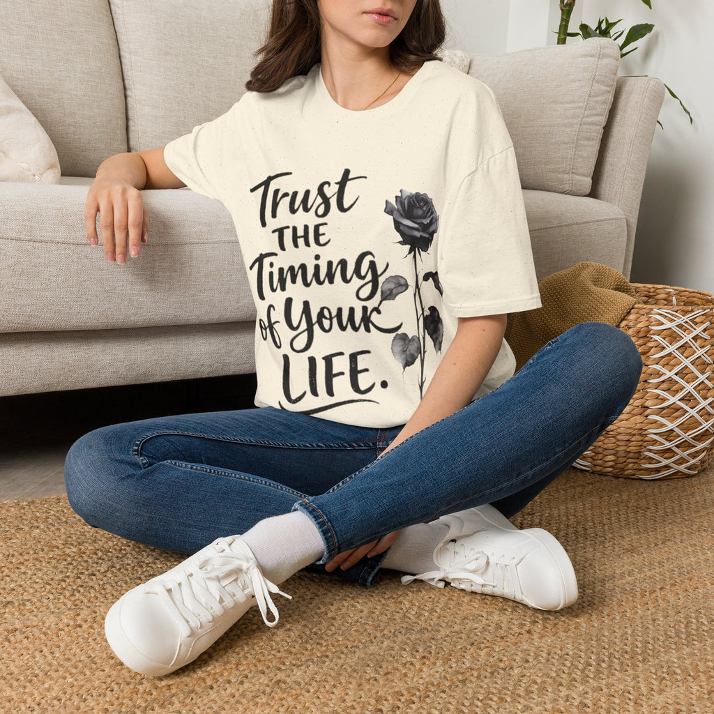 Trust the Timing of Your Life Adult T-Shirt – Inspirational Floral Tee