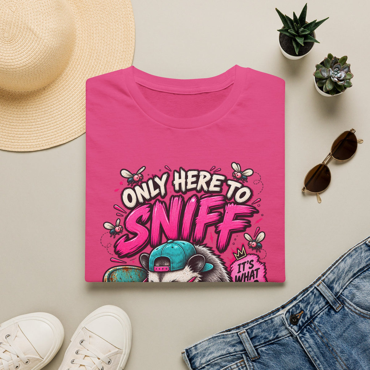 Adult T-Shirt — "Only Here to Sniff Chairs" Cute Ferret Graphic Tee