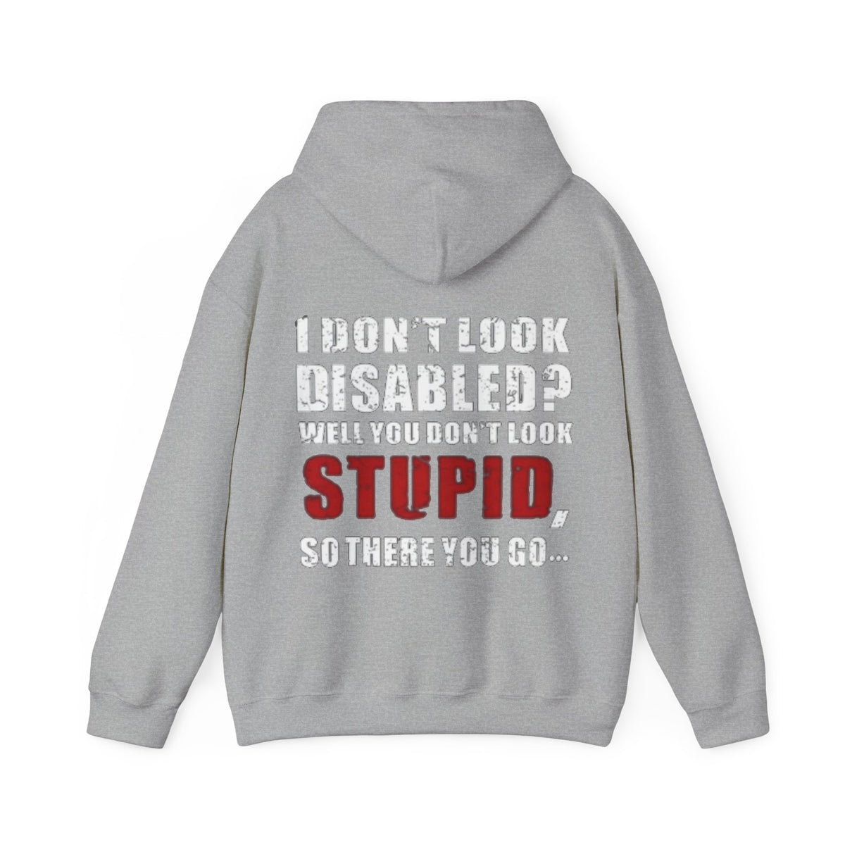 Adult Hoodie — “I Don’t Look Disabled? When You Don’t Look STUPID” Graphic Back Print