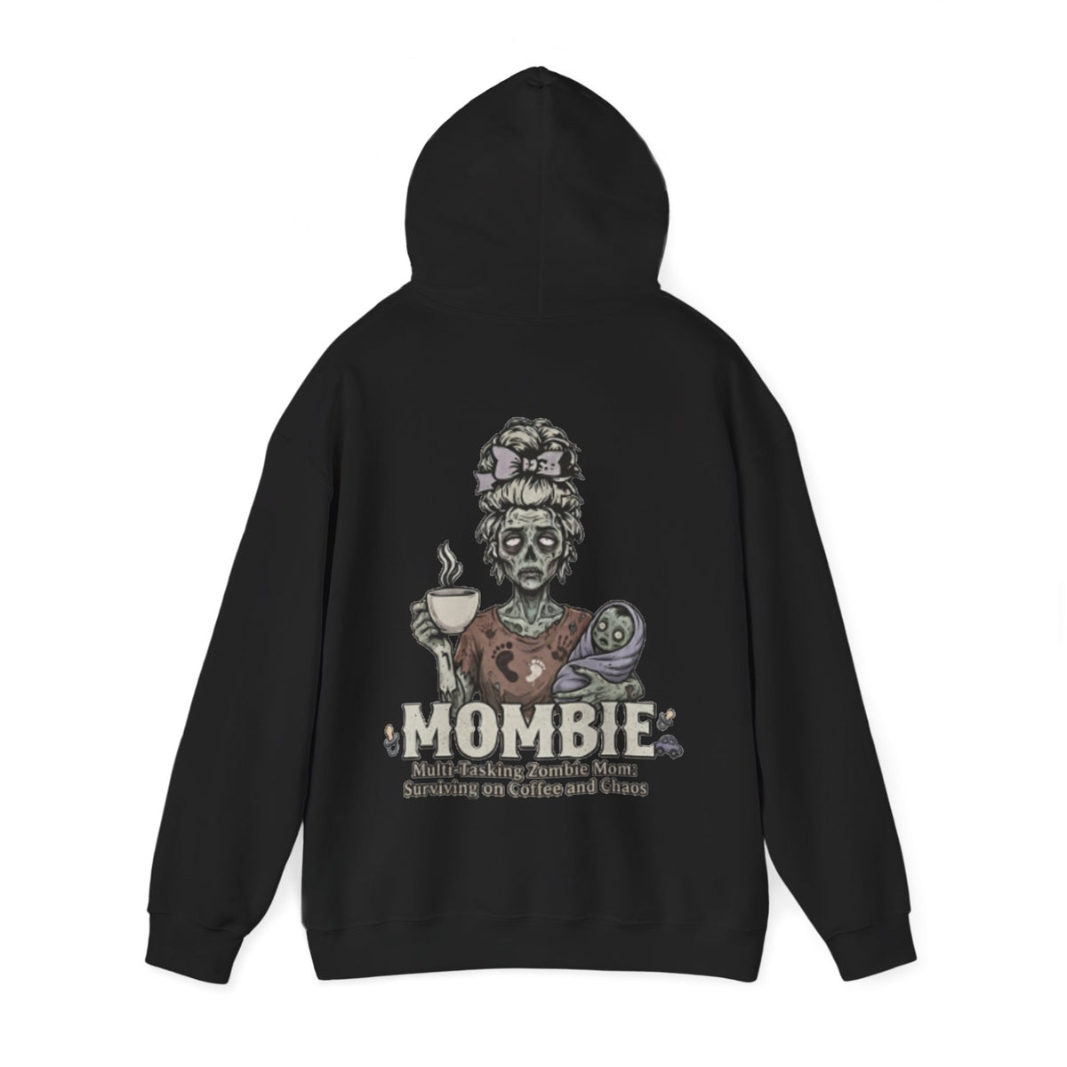 Mombie Adult Hoodie — “Mombie” Funny Coffee & Chaos Mom Sweatshirt