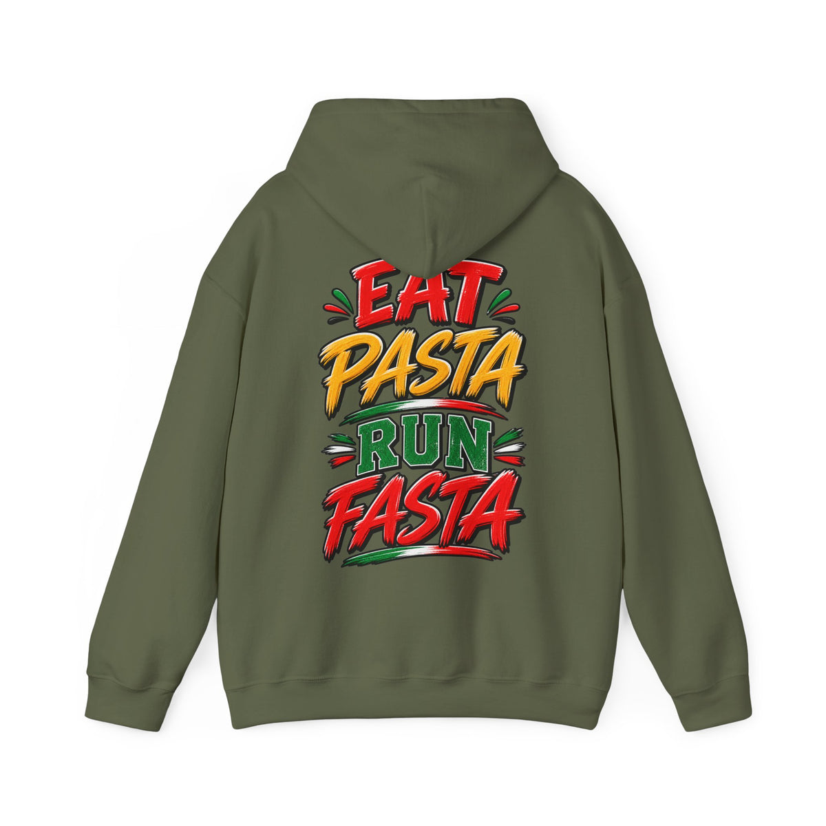 Adult Hoodie — "Eat Pasta Run Fasta" Graphic Pullover