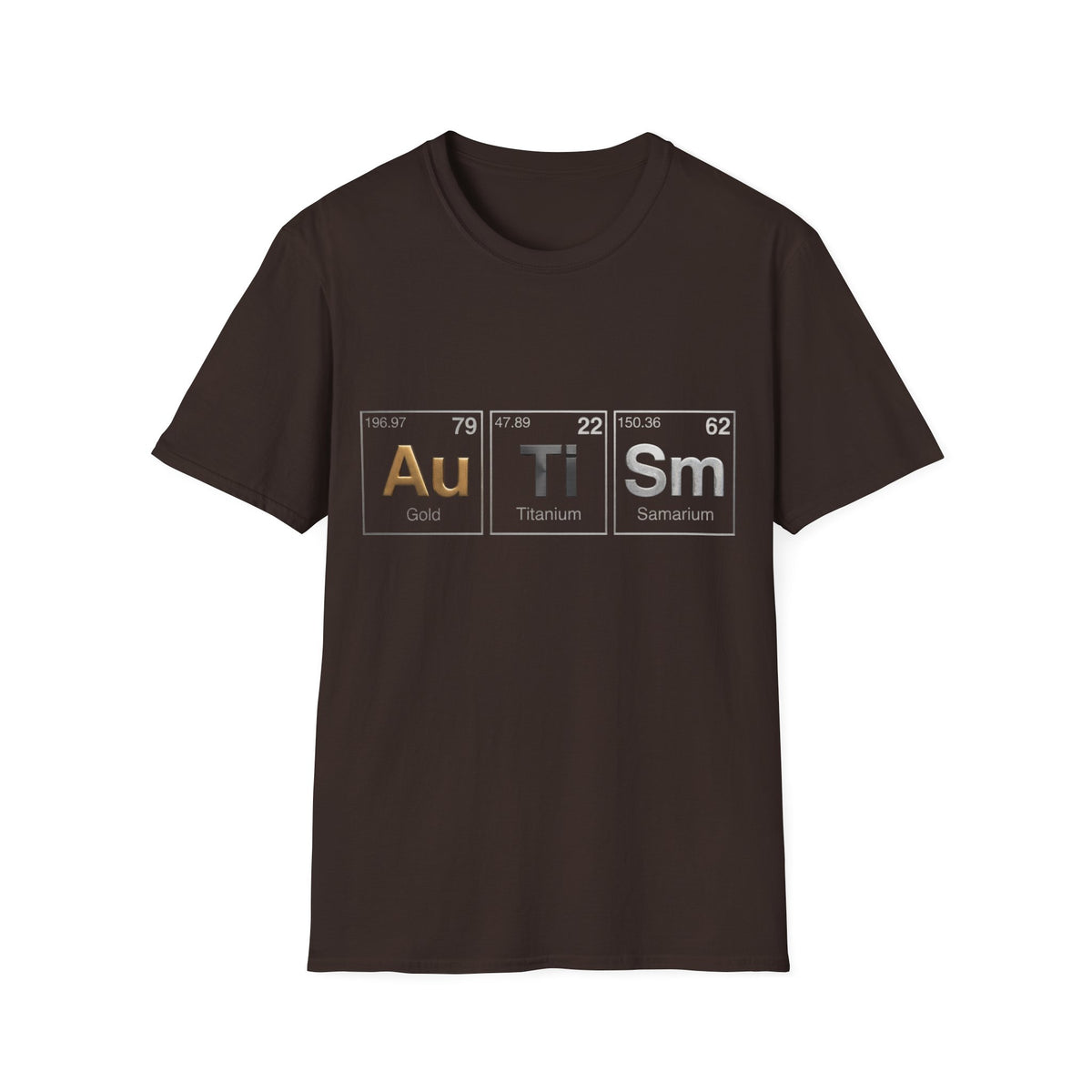 Adult T-Shirt — 'Au Ti Sm' Periodic Table Autism Awareness Tee