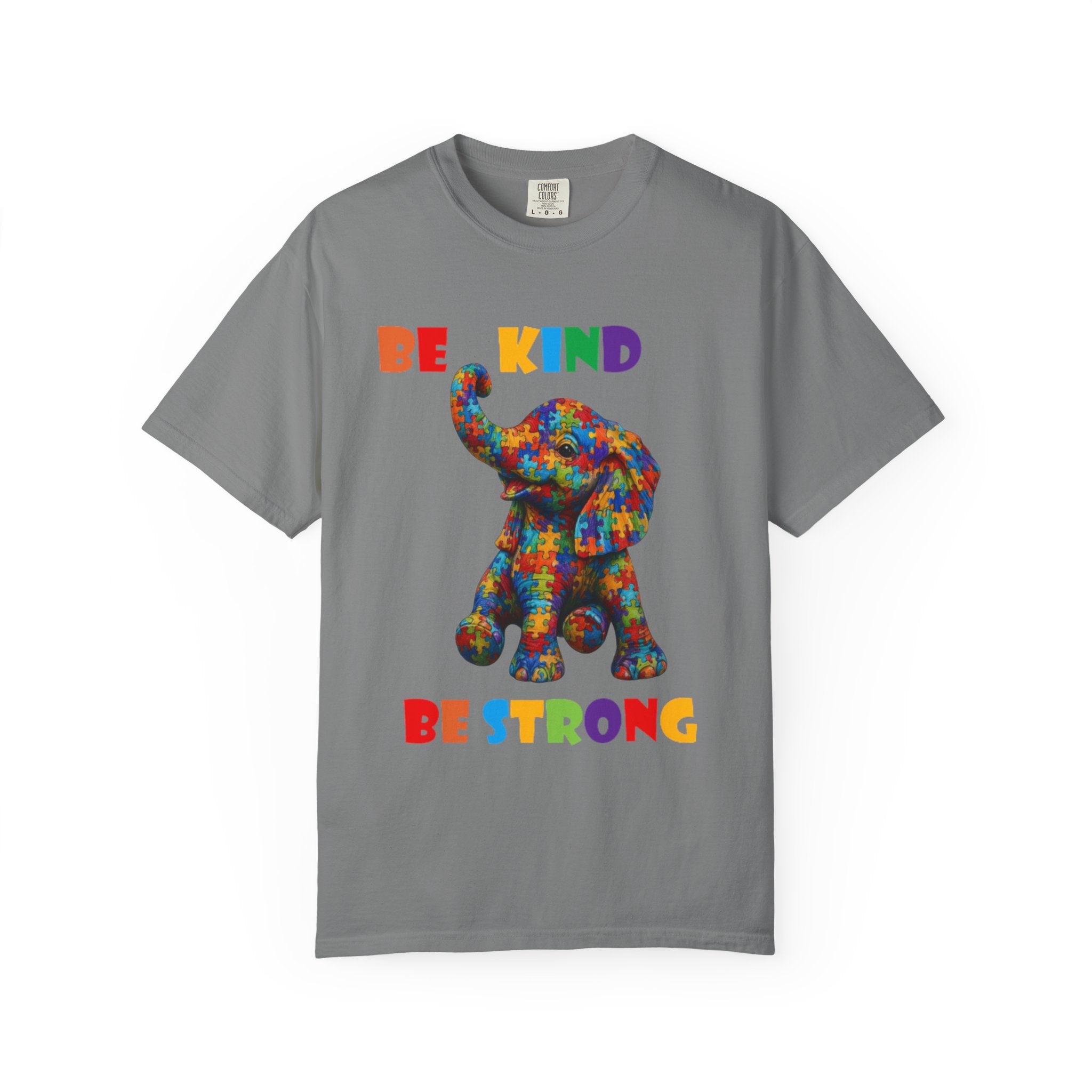 Be Kind Be Strong Elephant T-shirt | Colorful Puzzle Pattern Adult T-Shirt
