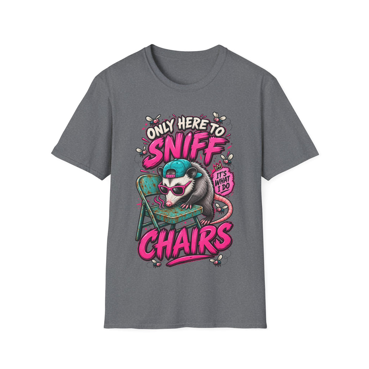 Adult T-Shirt — "Only Here to Sniff Chairs" Cute Ferret Graphic Tee