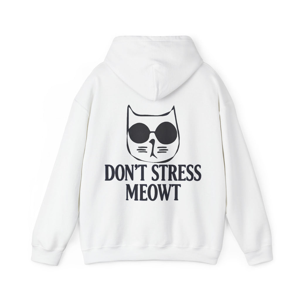 Don't Stress Meowt Adult Hoodie — Relaxed Cat Graphic Sweatshirt