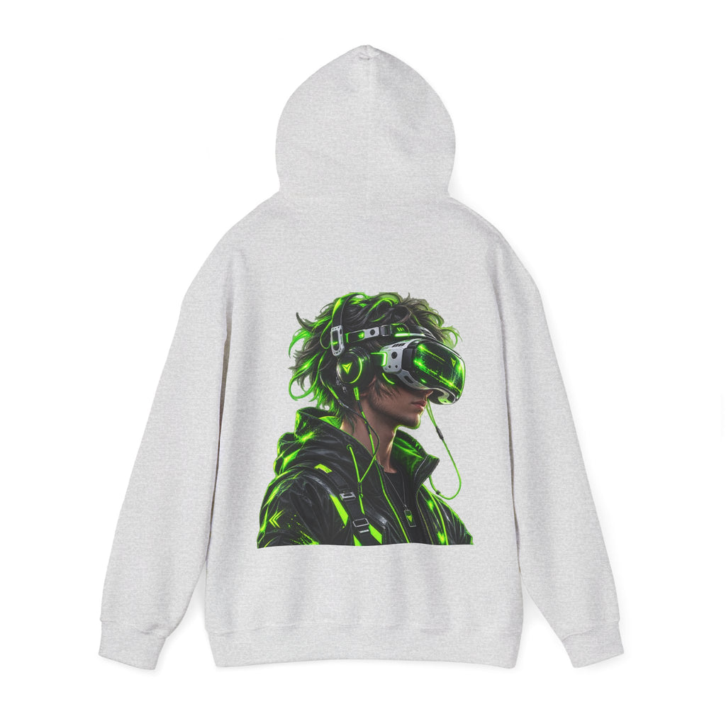 VR Gamer  Adult Hoodie — Neon Cyberpunk Virtual Reality Gamer Graphic Sweatshirt