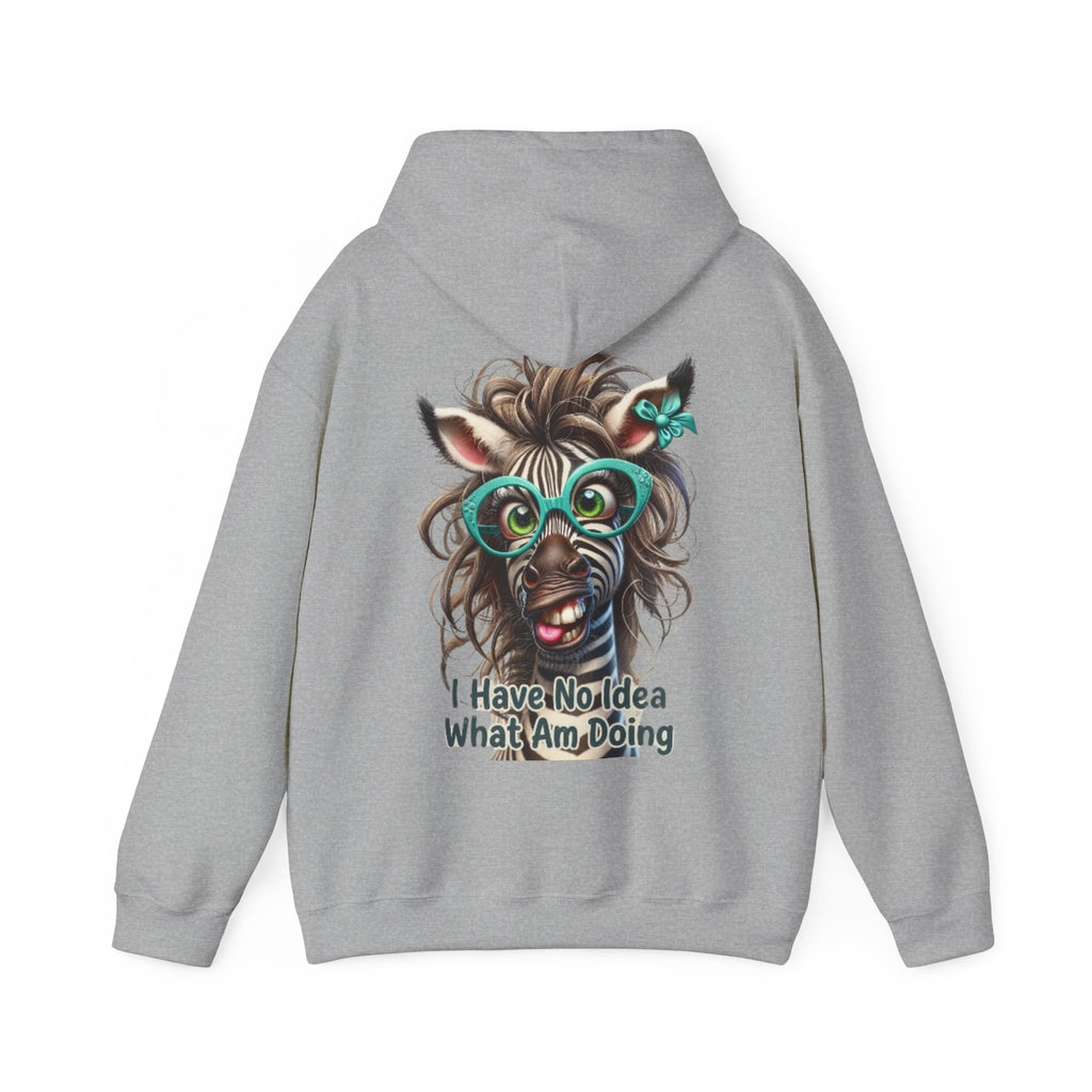 Funny Zebra Adult Hoodie — 'I Have No Idea What I Am Doing' Graphic Pullover