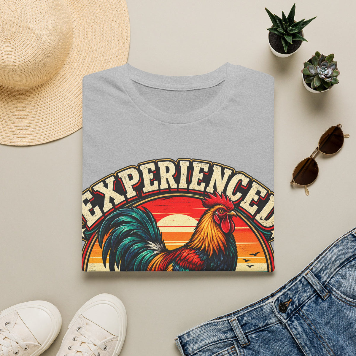 Experienced Cock Handler Adult T-Shirt — Retro Rooster Graphic Tee