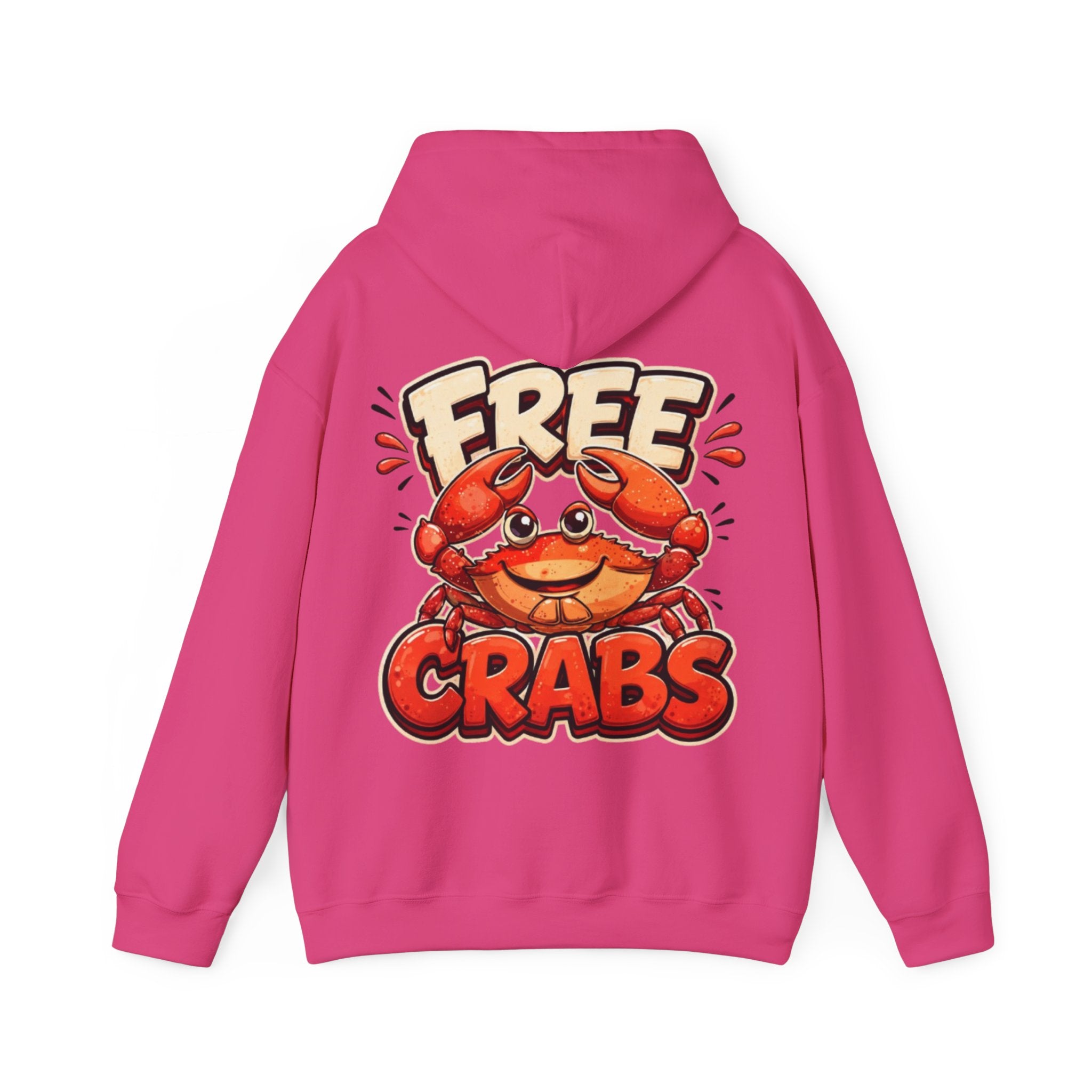Adult Hoodie — Cute 'Free Crabs' Cartoon Crab Graphic Pullover