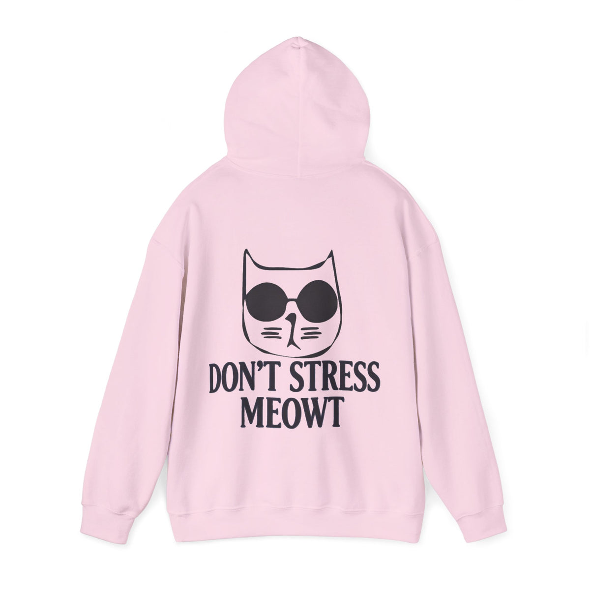 Don't Stress Meowt Adult Hoodie — Relaxed Cat Graphic Sweatshirt