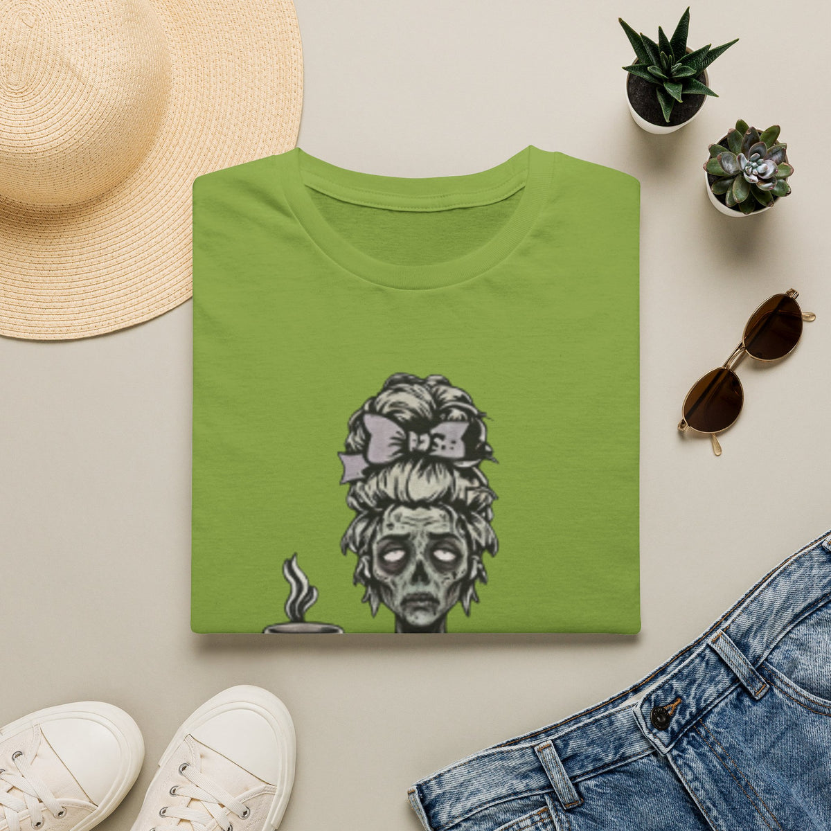 Mombie Adult T-Shirt – Funny Zombie Coffee Tee for Halloween & Horror Fans