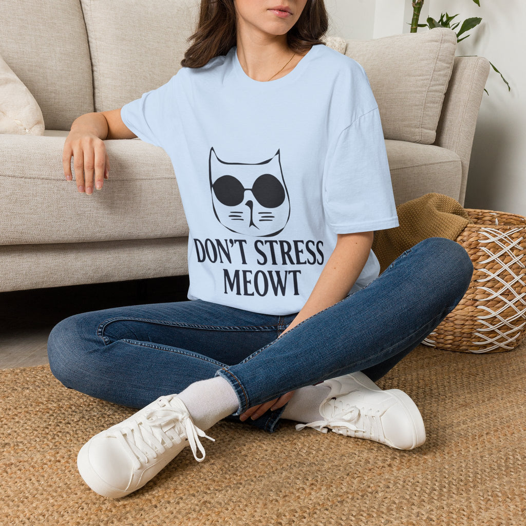 Cat Graphic Adult T-Shirt — "Don't Stress Meowt" Relaxed Tee for Cat Lovers