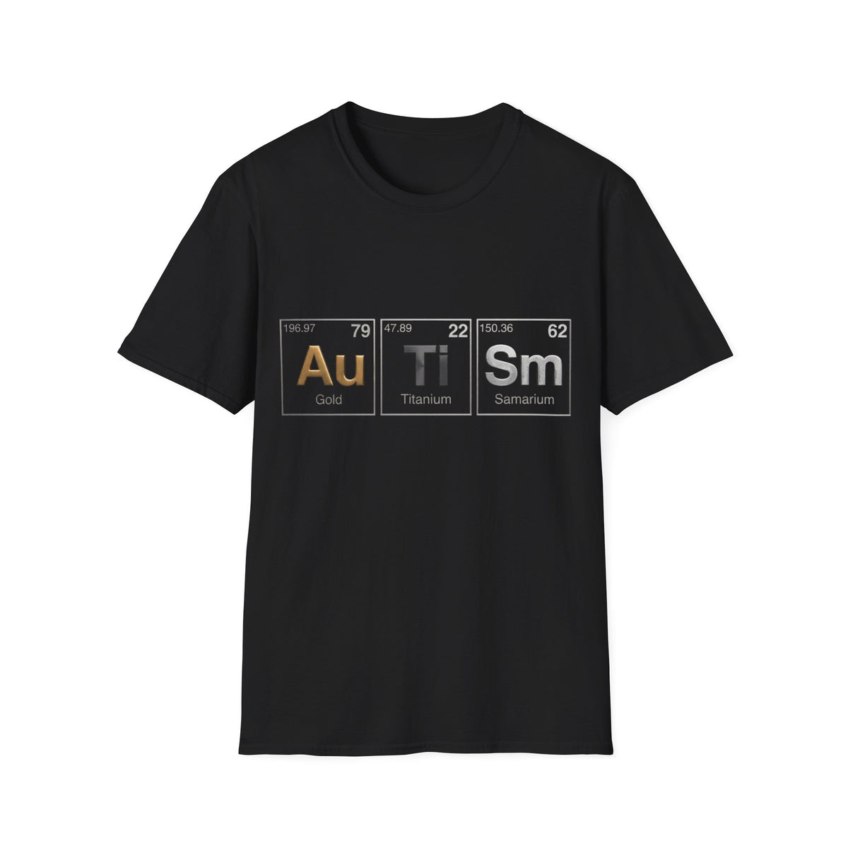 Adult T-Shirt — 'Au Ti Sm' Periodic Table Autism Awareness Tee