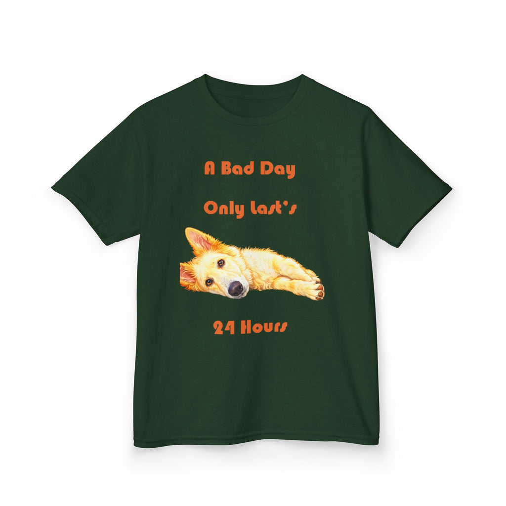 A Bad Day Only Lasts 24 Hours Kids Tee | Cute Corgi Illustration