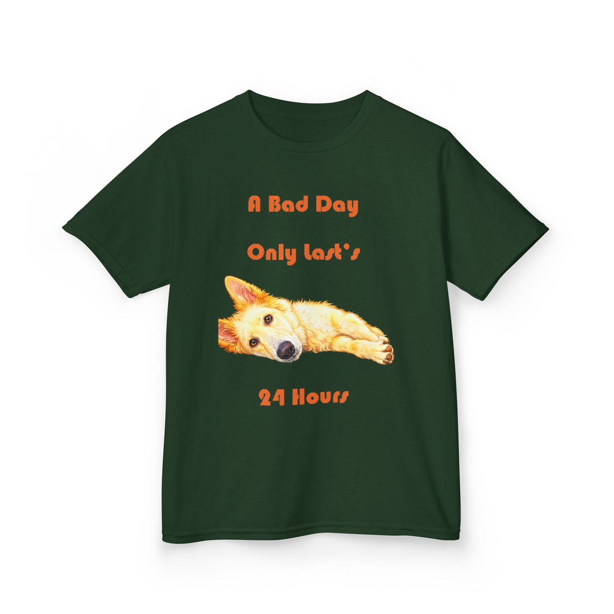 A Bad Day Only Lasts 24 Hours Kids Tee | Cute Corgi Illustration