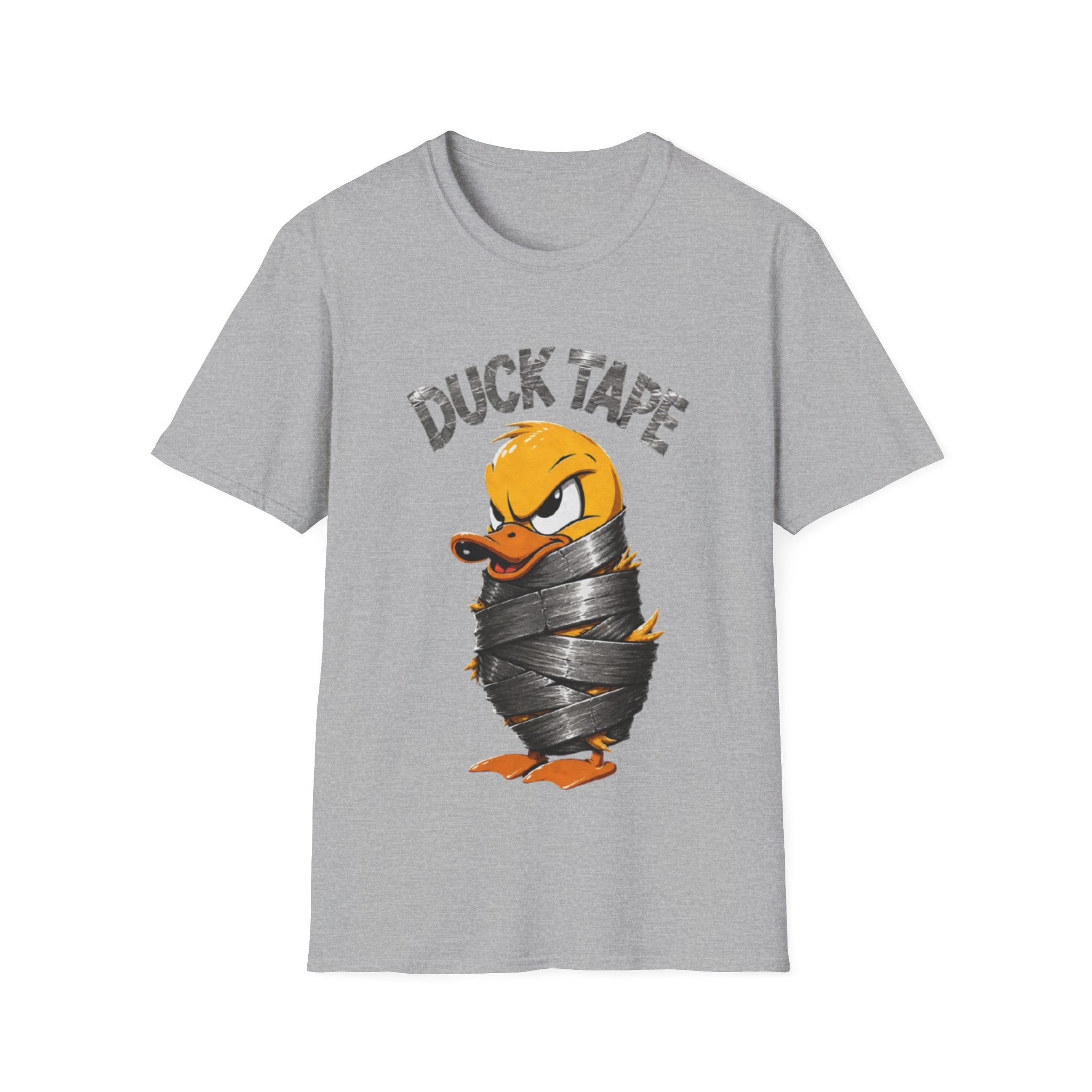 Duck Tape Adult T-Shirt — Funny Angry Duck Wrapped in Duct Tape Graphic Tee