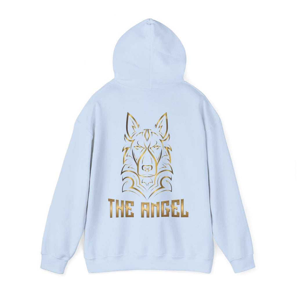 Angel Wolf Adult Hoodie — "The Angel" Gold Graphic Pullover