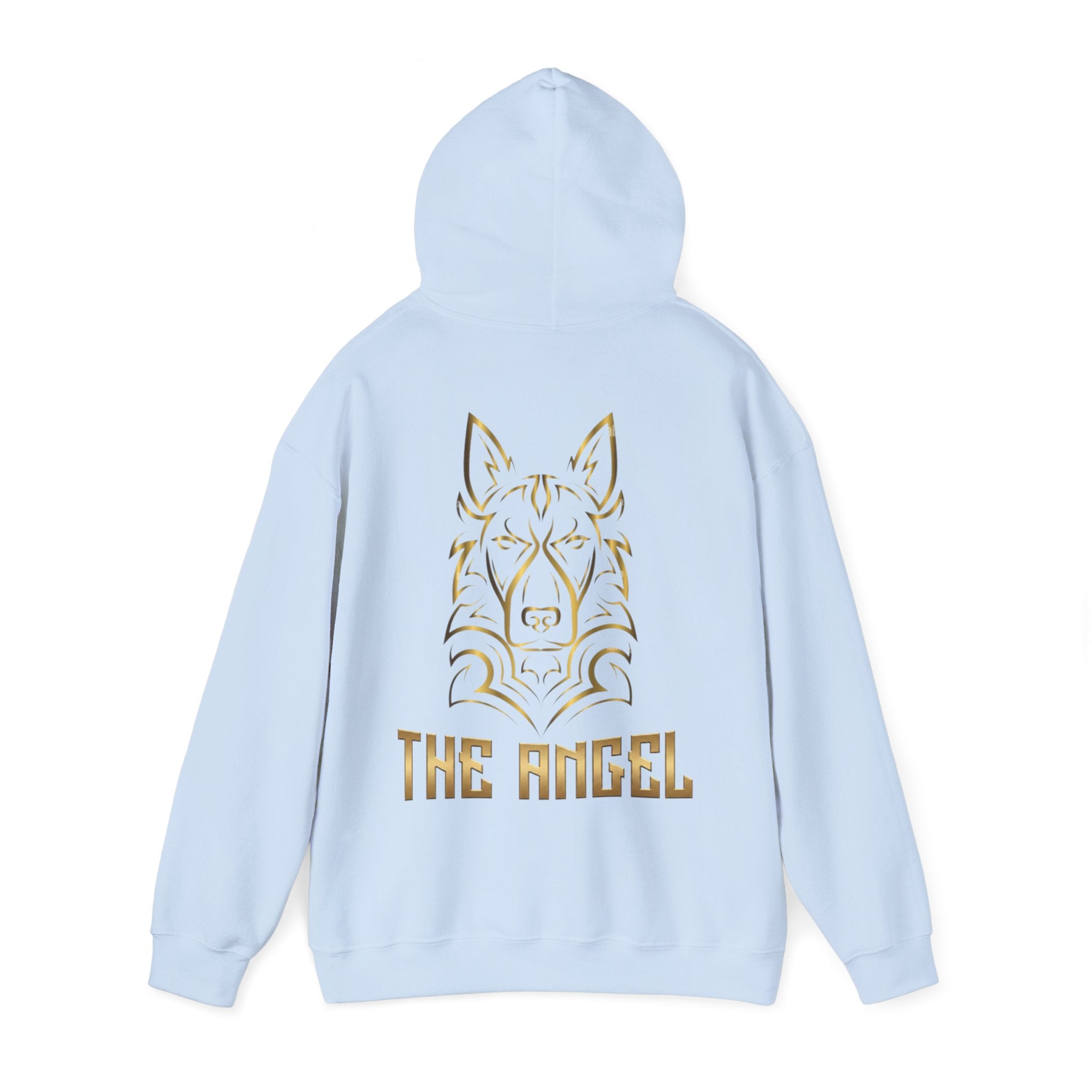 Angel Wolf Adult Hoodie — "The Angel" Gold Graphic Pullover