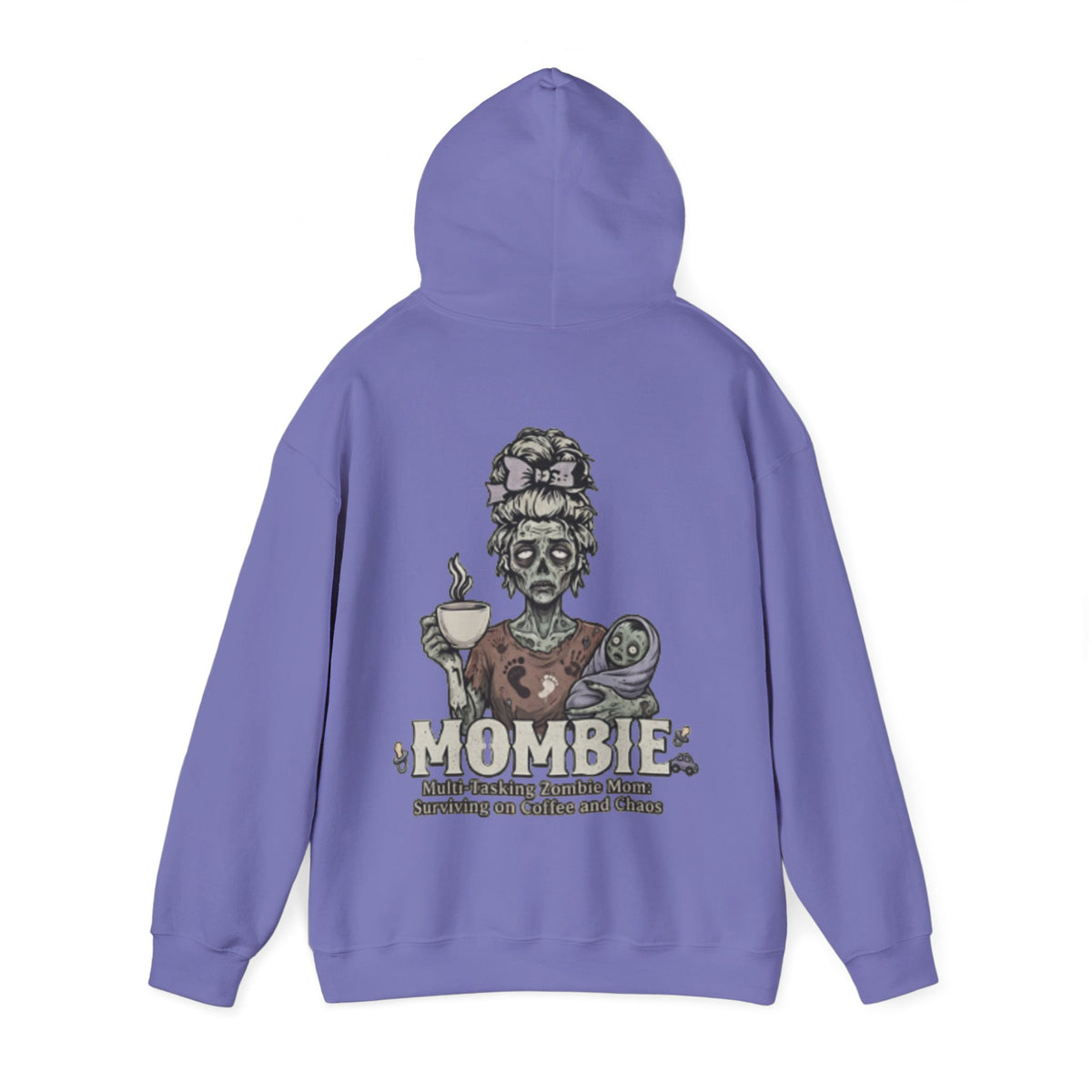 Mombie Adult Hoodie — “Mombie” Funny Coffee & Chaos Mom Sweatshirt