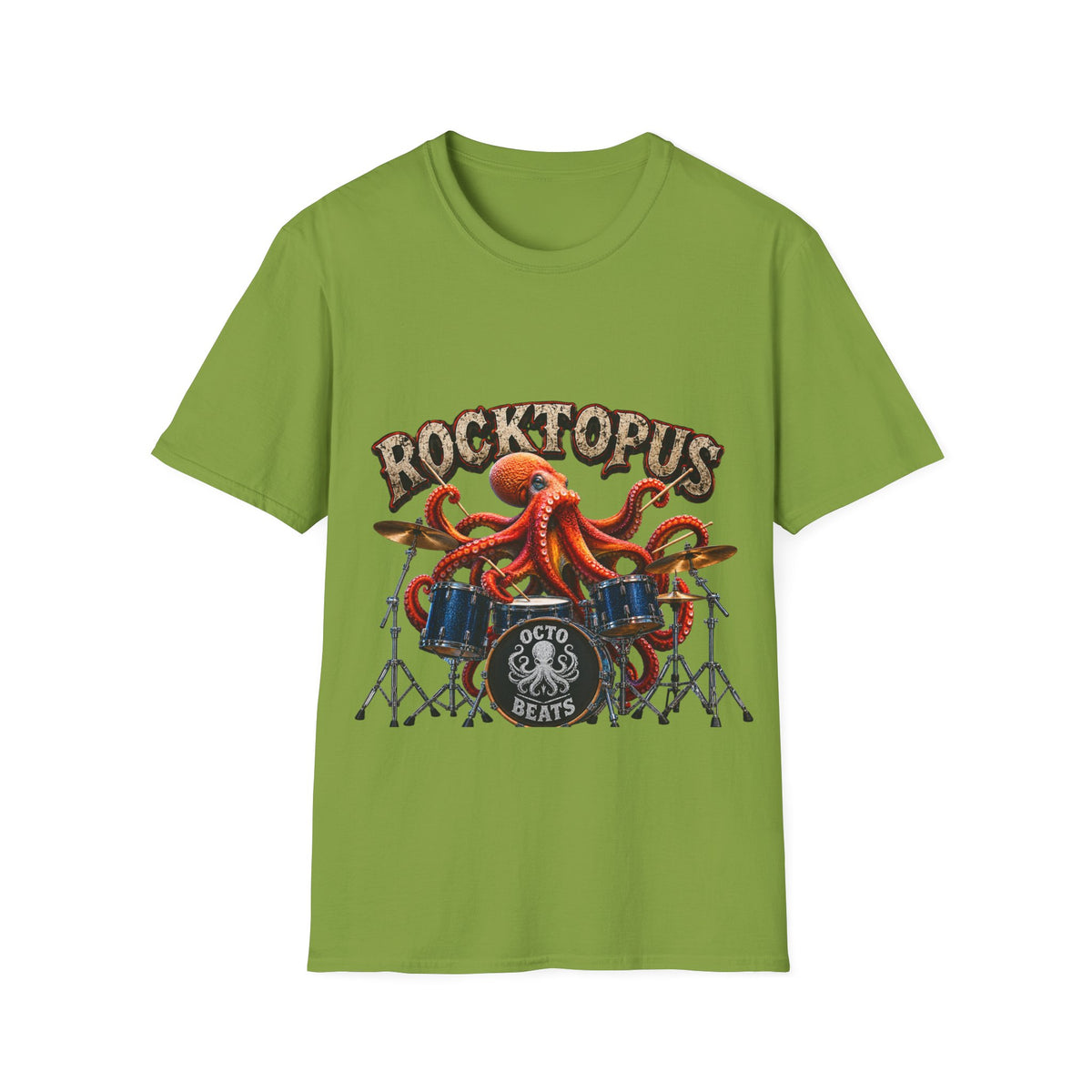 Rocktopus Drummer Adult T-Shirt — Octopus Band Vintage Rock Tee