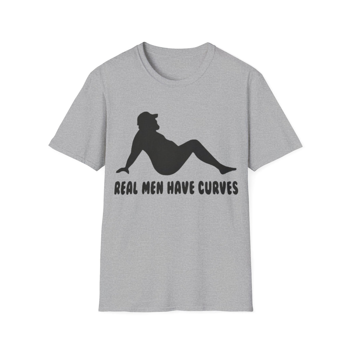 Curvy Silhouette Adult T-Shirt — "Real Men Have Curves" Graphic Tee