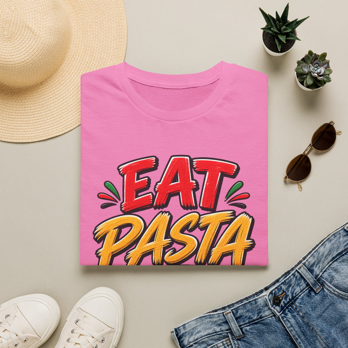 Eat Pasta Run Fasta Adult T-Shirt — Funny Italian Food & Running Graphic Tee