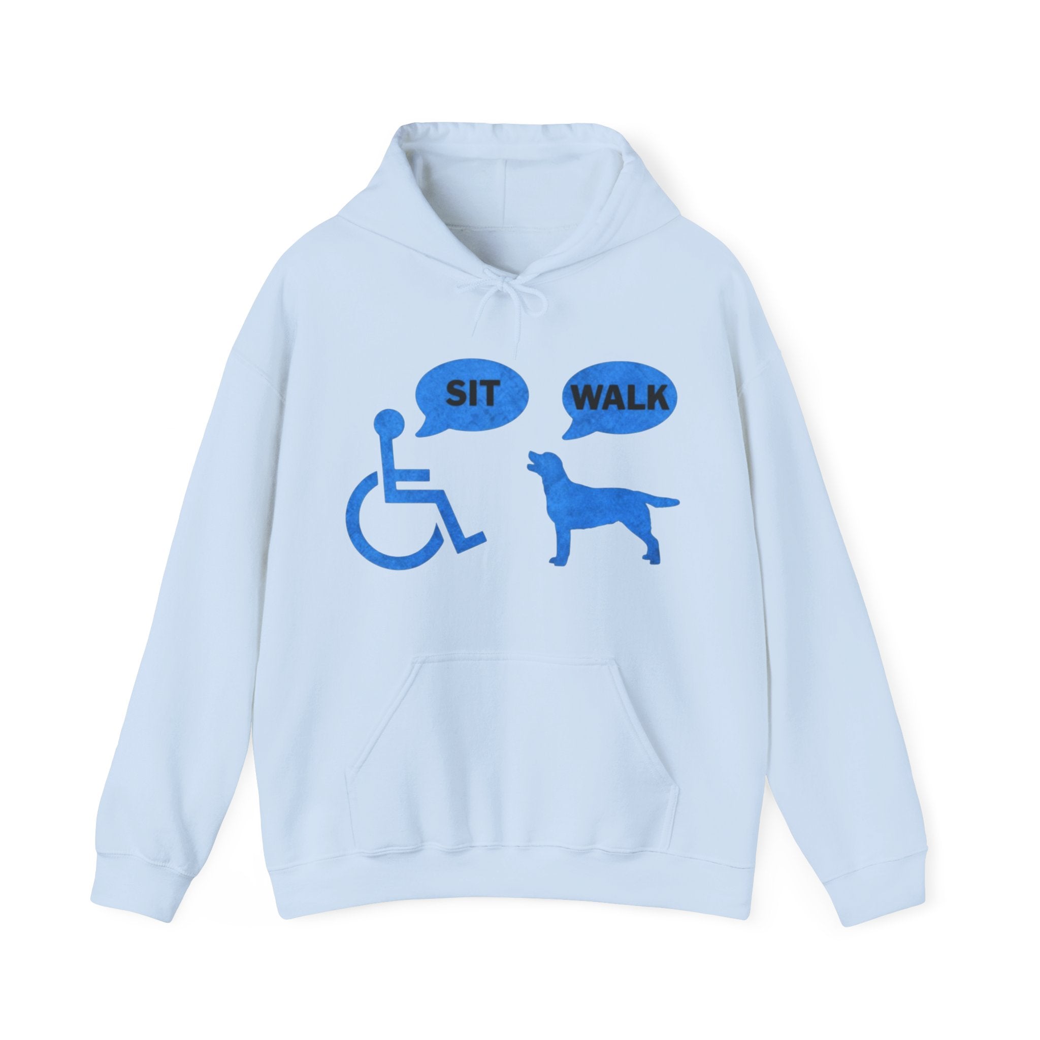 Hoodie - Wheelchair & Dog Speech Bubbles “SIT / WALK” Rescue Pet Support Sweatshirt