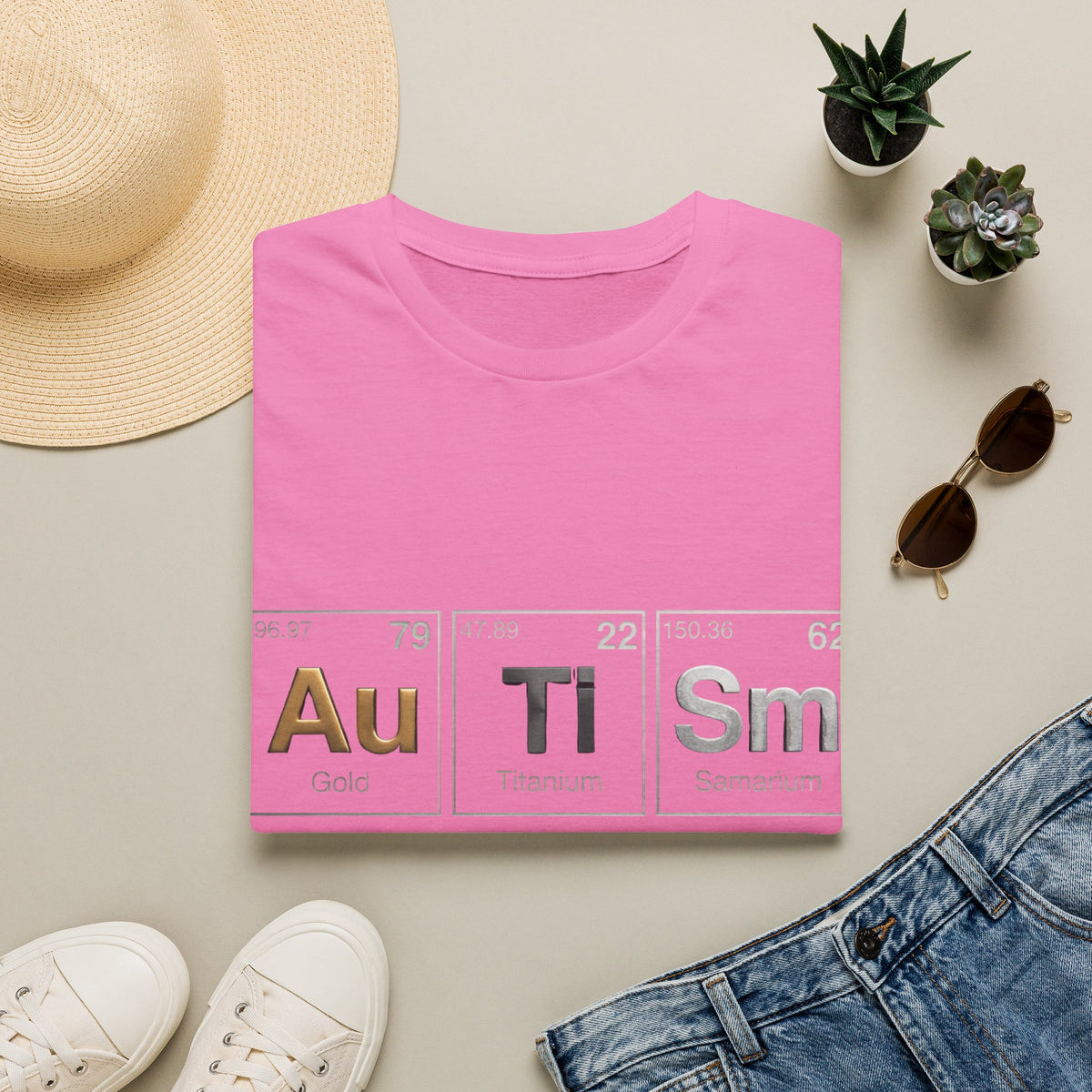 Adult T-Shirt — 'Au Ti Sm' Periodic Table Autism Awareness Tee