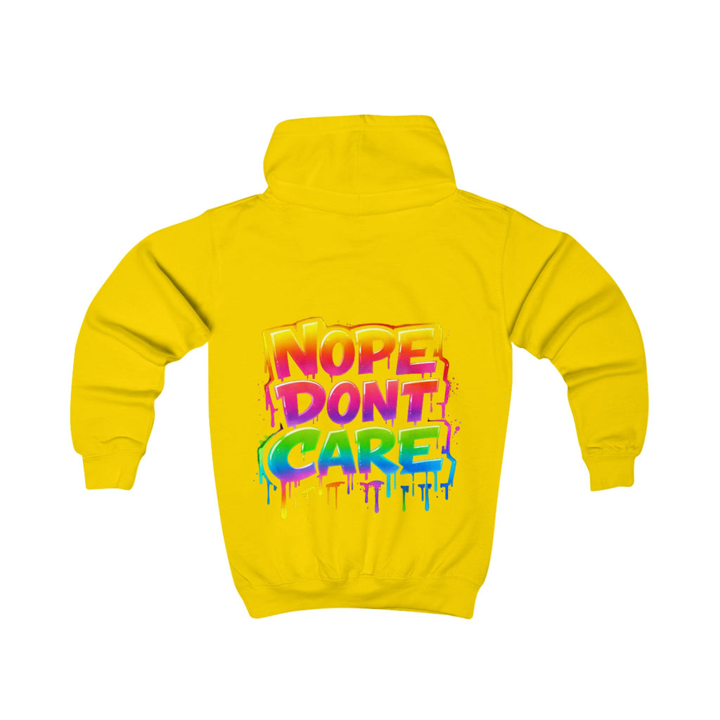 Kids Hoodie - 'Nope Don't Care' Rainbow Graffiti Pullover