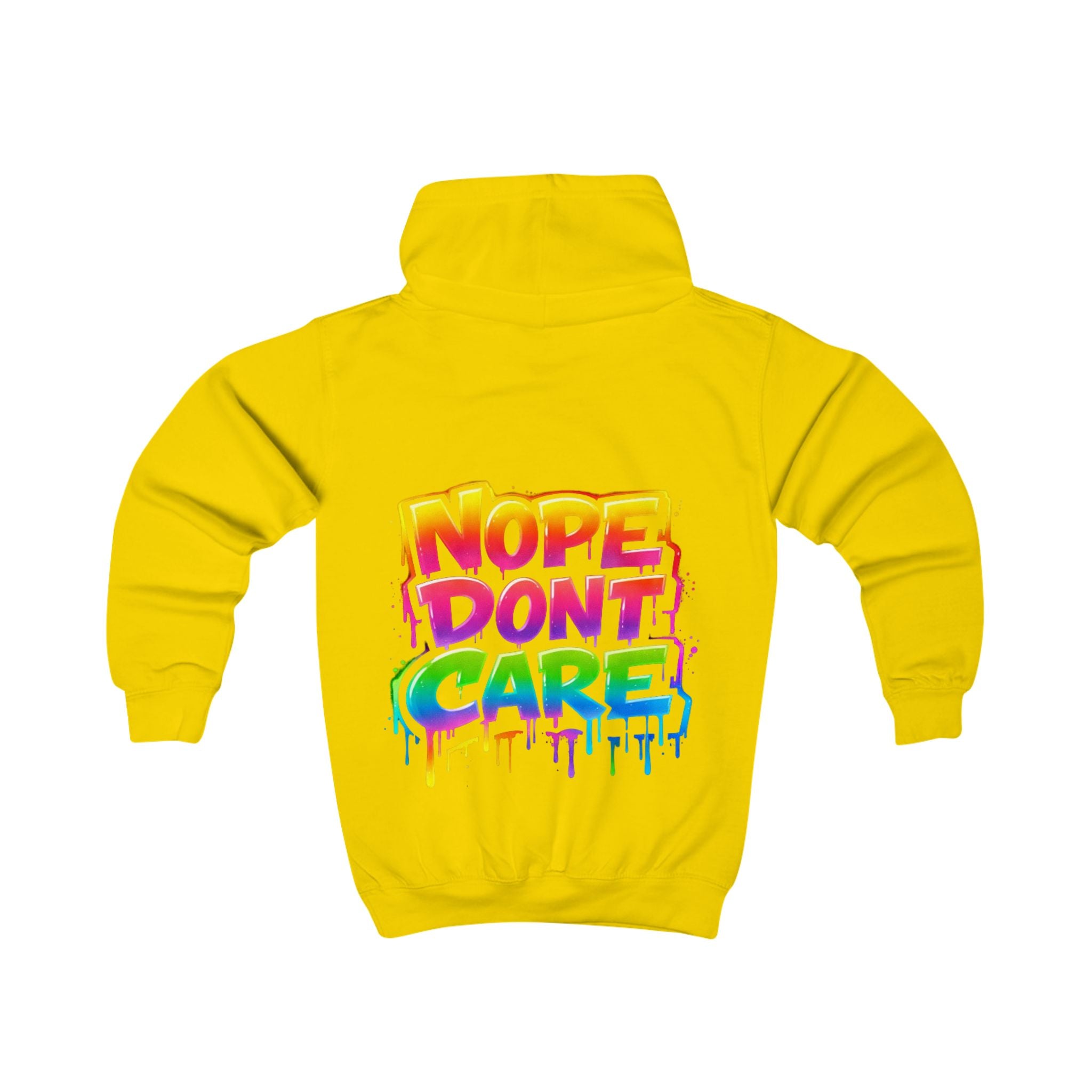Kids Hoodie - 'Nope Don't Care' Rainbow Graffiti Pullover