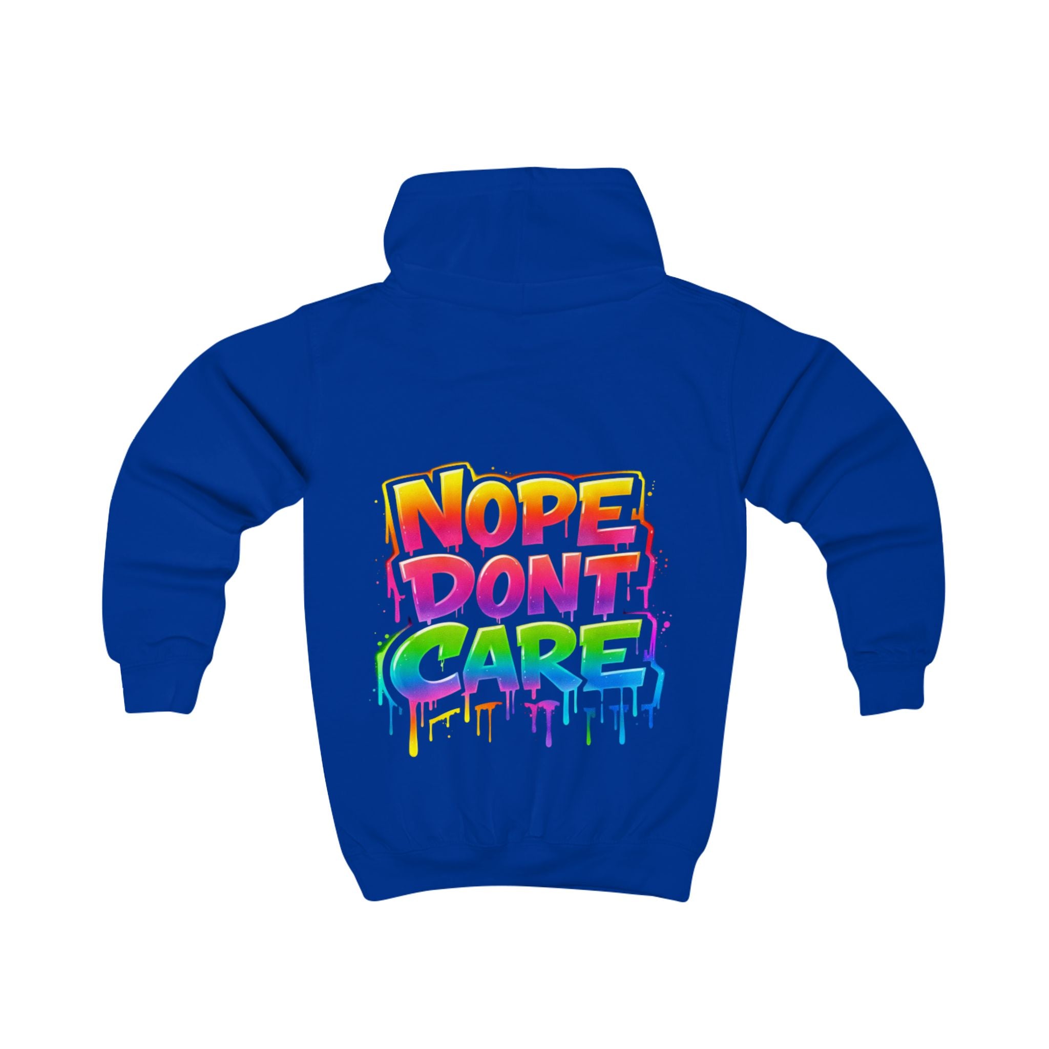Kids Hoodie - 'Nope Don't Care' Rainbow Graffiti Pullover