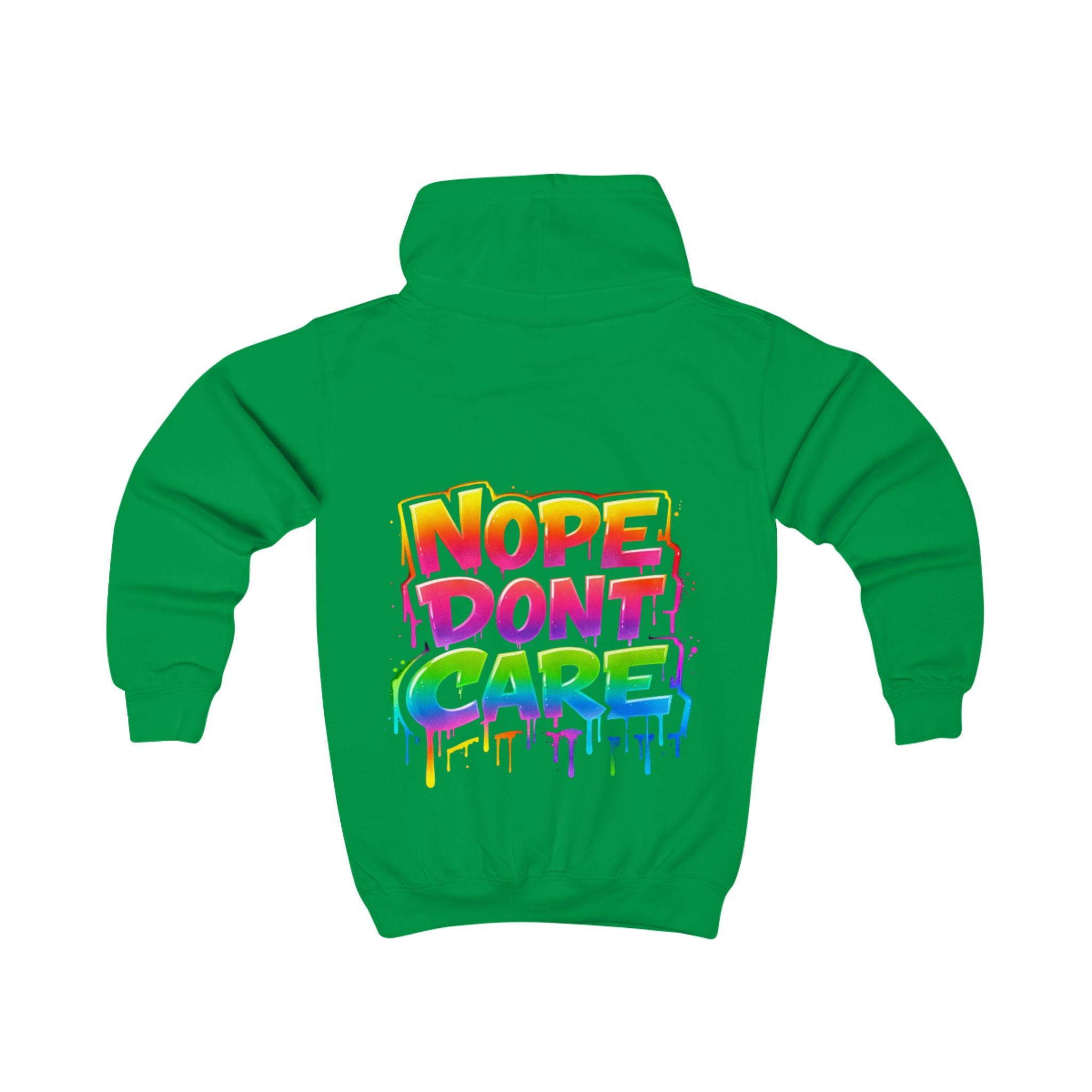 Kids Hoodie - 'Nope Don't Care' Rainbow Graffiti Pullover