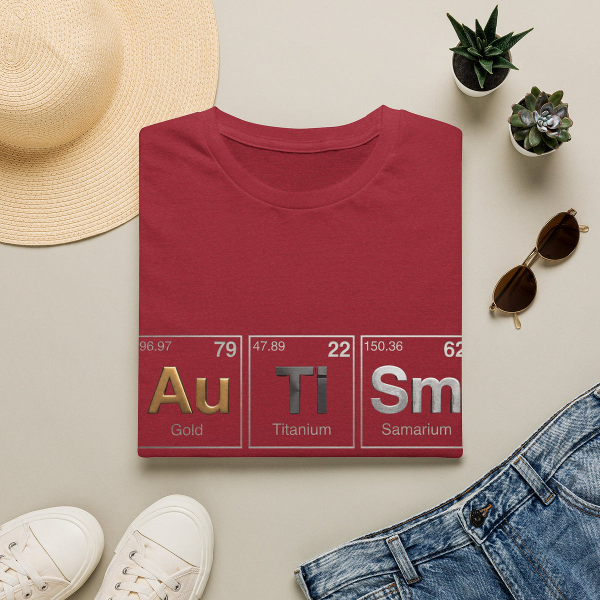 Adult T-Shirt — 'Au Ti Sm' Periodic Table Autism Awareness Tee