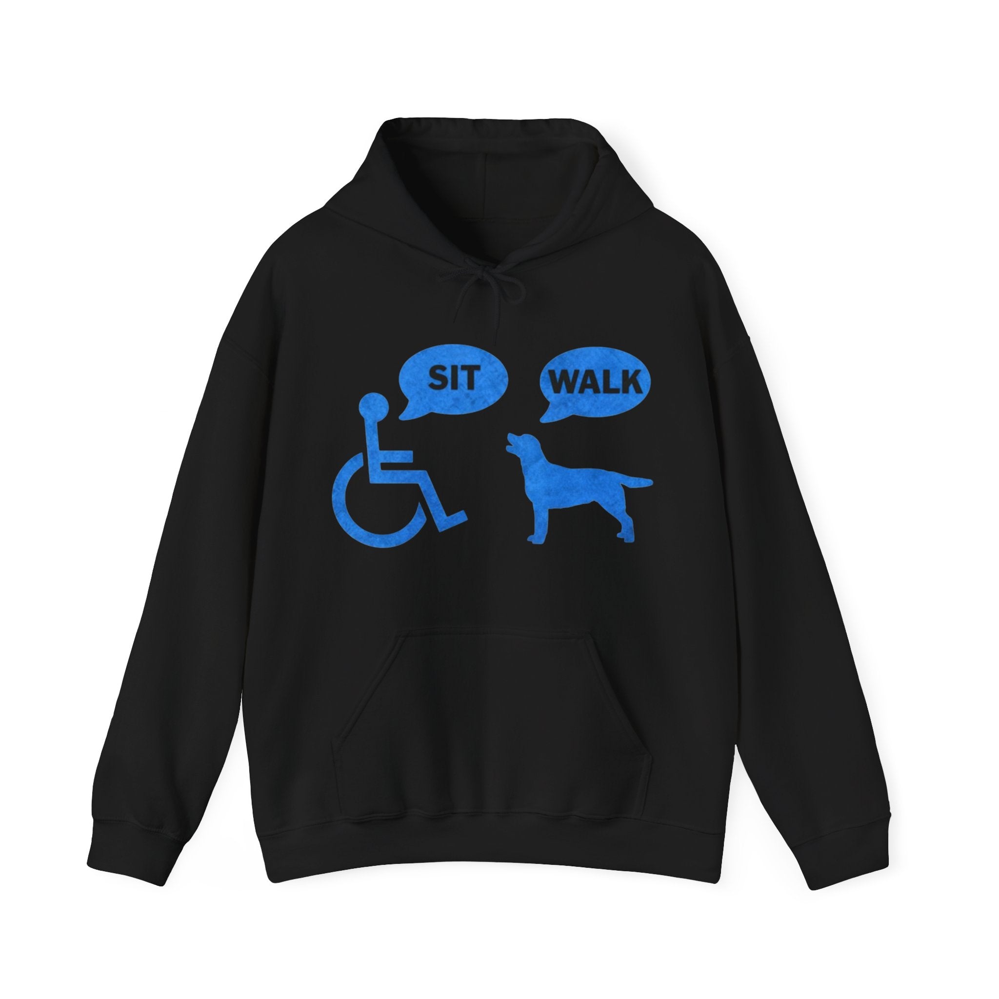 Hoodie - Wheelchair & Dog Speech Bubbles “SIT / WALK” Rescue Pet Support Sweatshirt