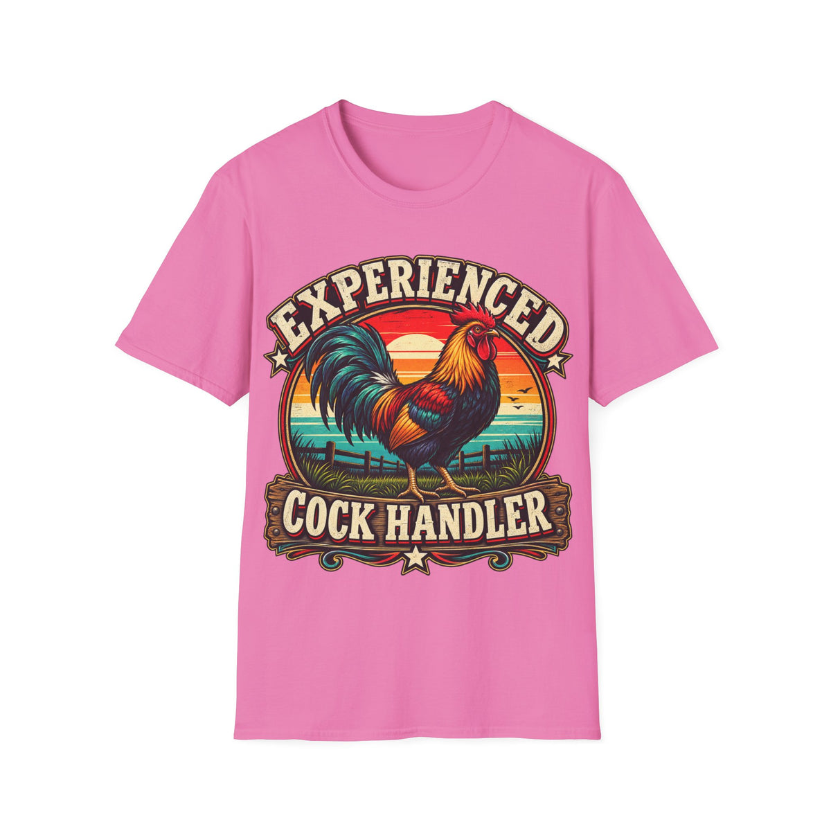 Experienced Cock Handler Adult T-Shirt — Retro Rooster Graphic Tee