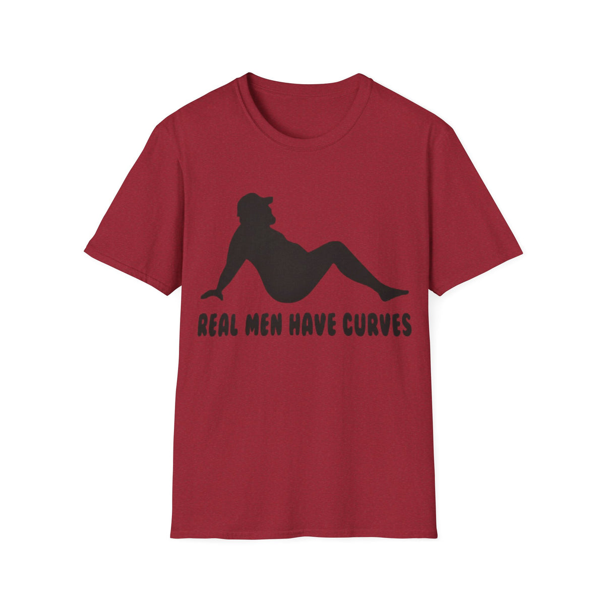 Curvy Silhouette Adult T-Shirt — "Real Men Have Curves" Graphic Tee