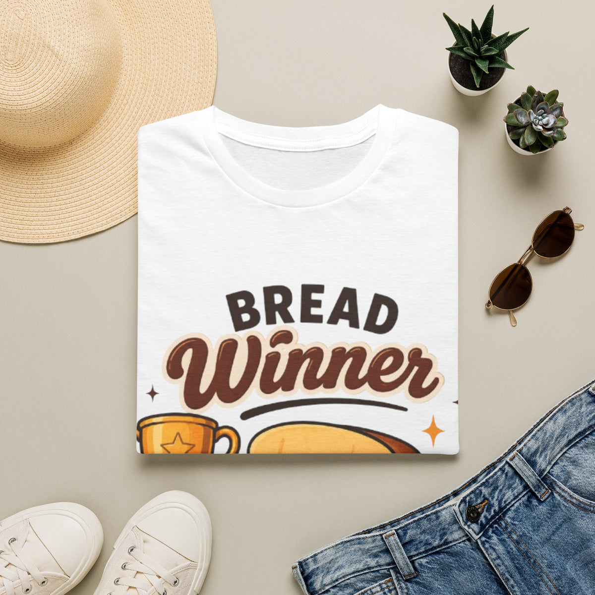 Bread Winner Adult T‑Shirt — Funny Toast Cartoon Tee for Bakers & Breakfast Lovers
