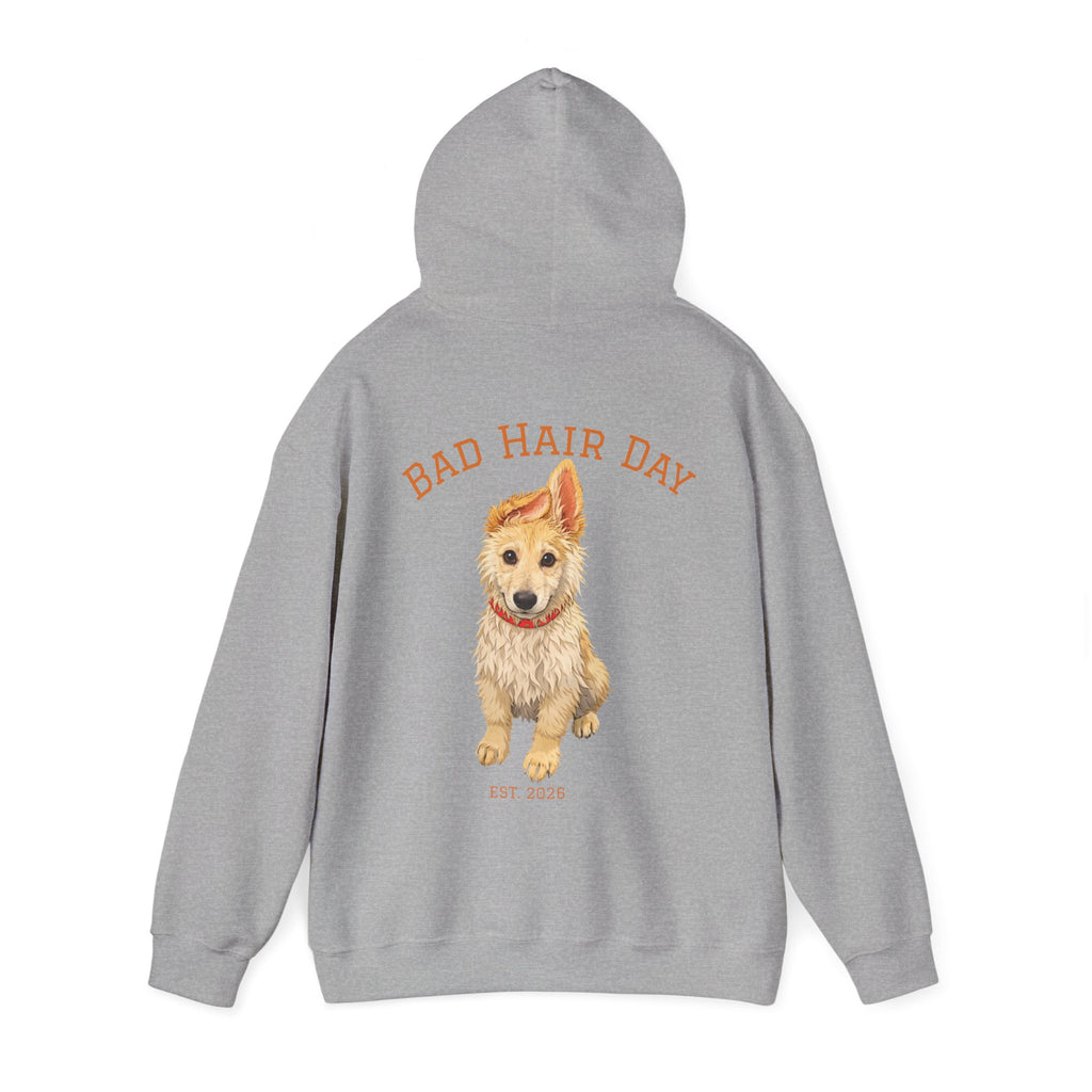 Bad Hair Day Puppy Adult Hoodie | Cute Dog Illustration Sweatshirt
