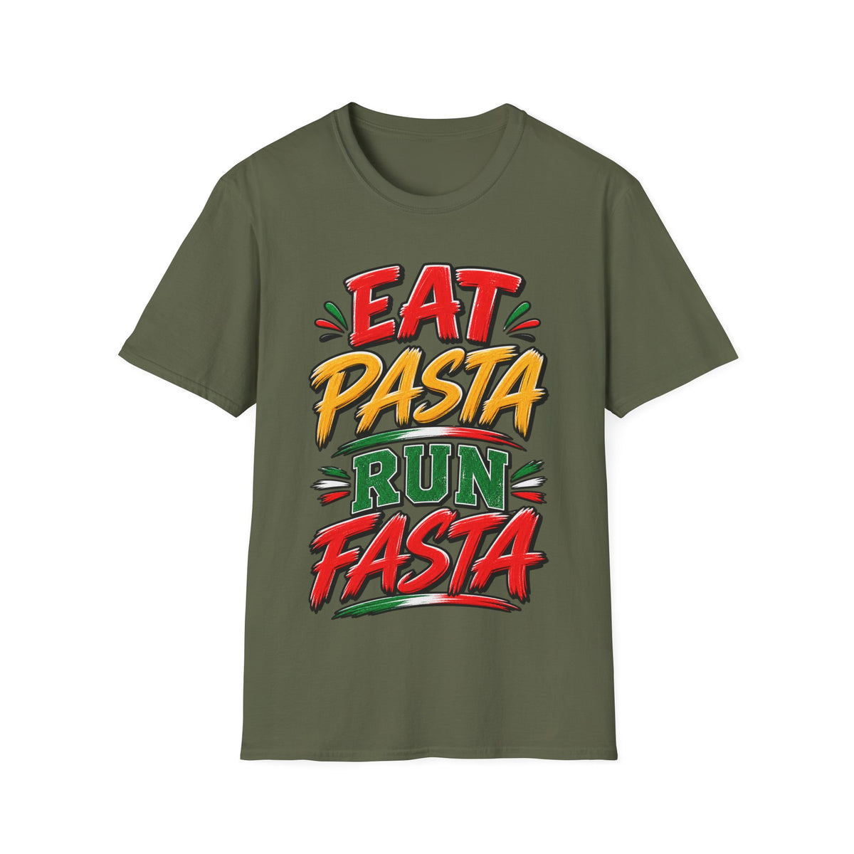 Eat Pasta Run Fasta Adult T-Shirt — Funny Italian Food & Running Graphic Tee