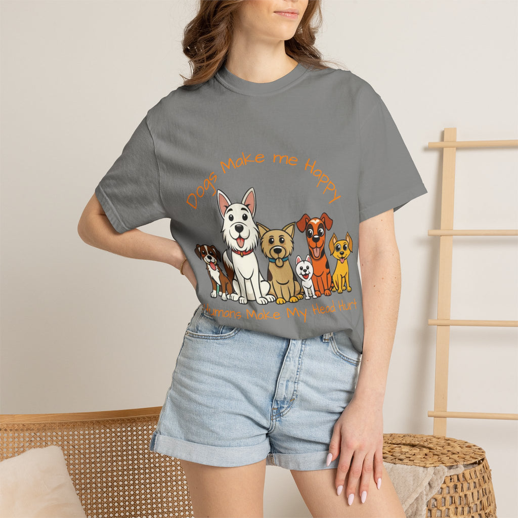 Dog Lover Tee — "Dogs Make Me Happy, Humans Make My Head Hurt" Graphic Adult T-Shirt