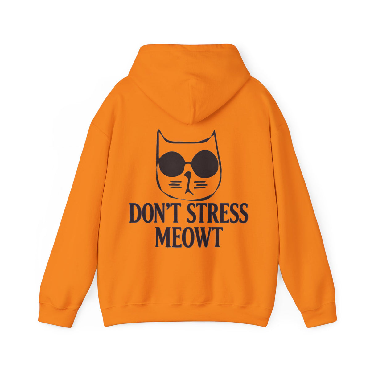 Don't Stress Meowt Adult Hoodie — Relaxed Cat Graphic Sweatshirt