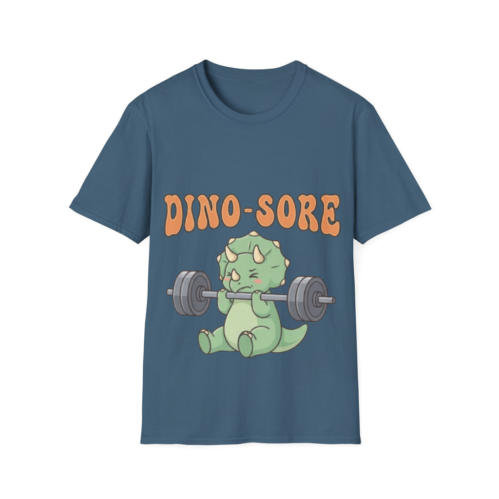 Dino-Sore Adult T-Shirt — Cute Workout Dinosaur Fitness Tee