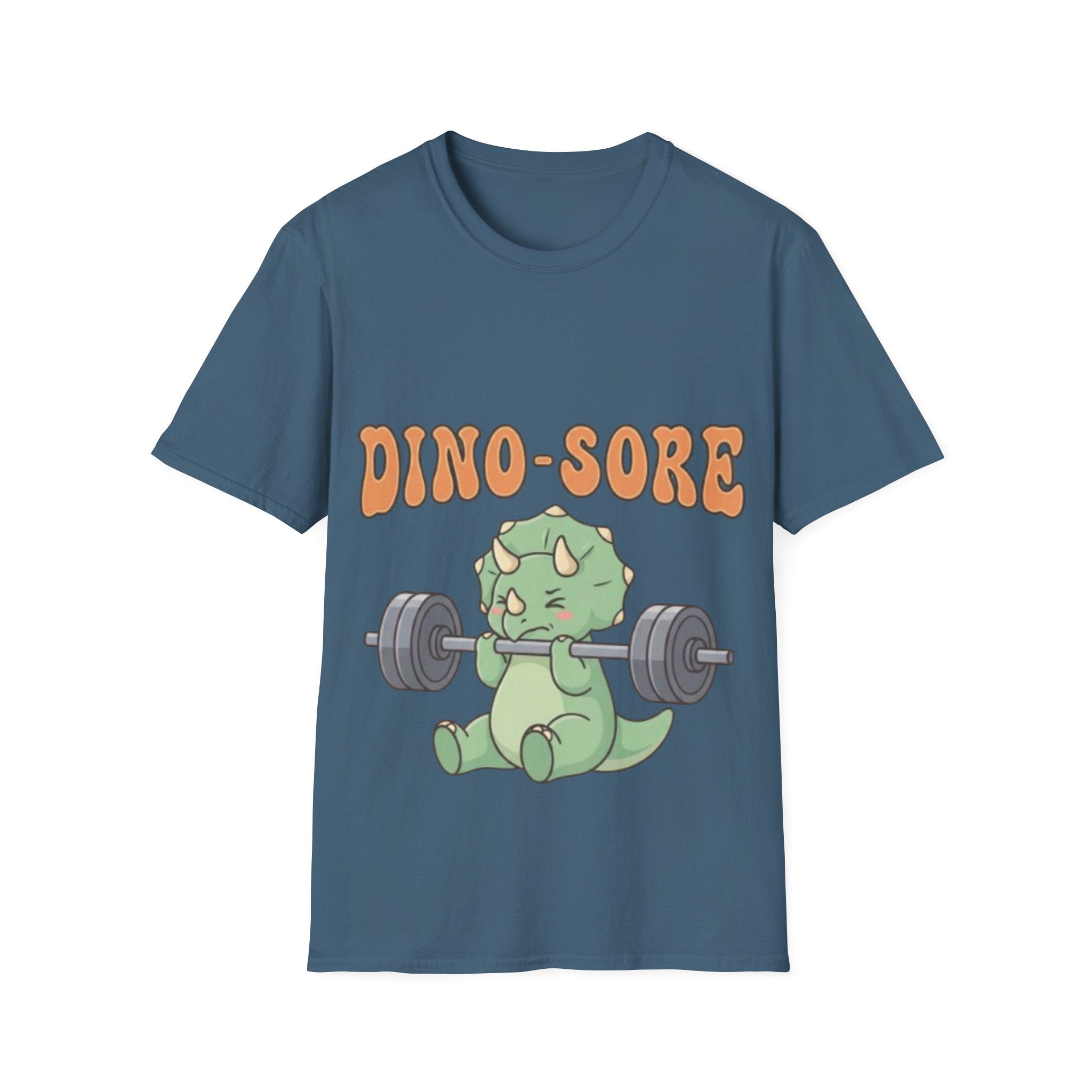 Dino-Sore Adult T-Shirt — Cute Workout Dinosaur Fitness Tee