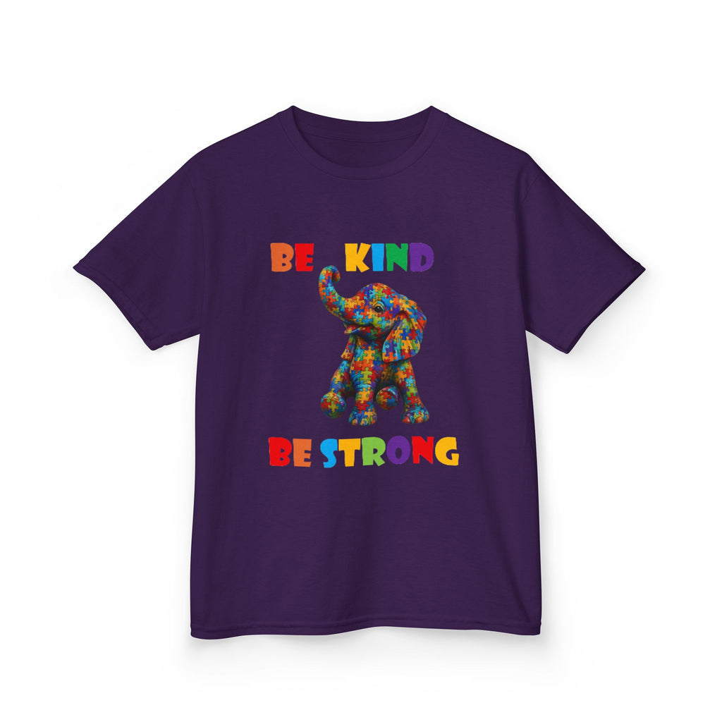 Colorful Patchwork Elephant Be Kind Be Strong Kids Tee | Rainbow Animal Shirt